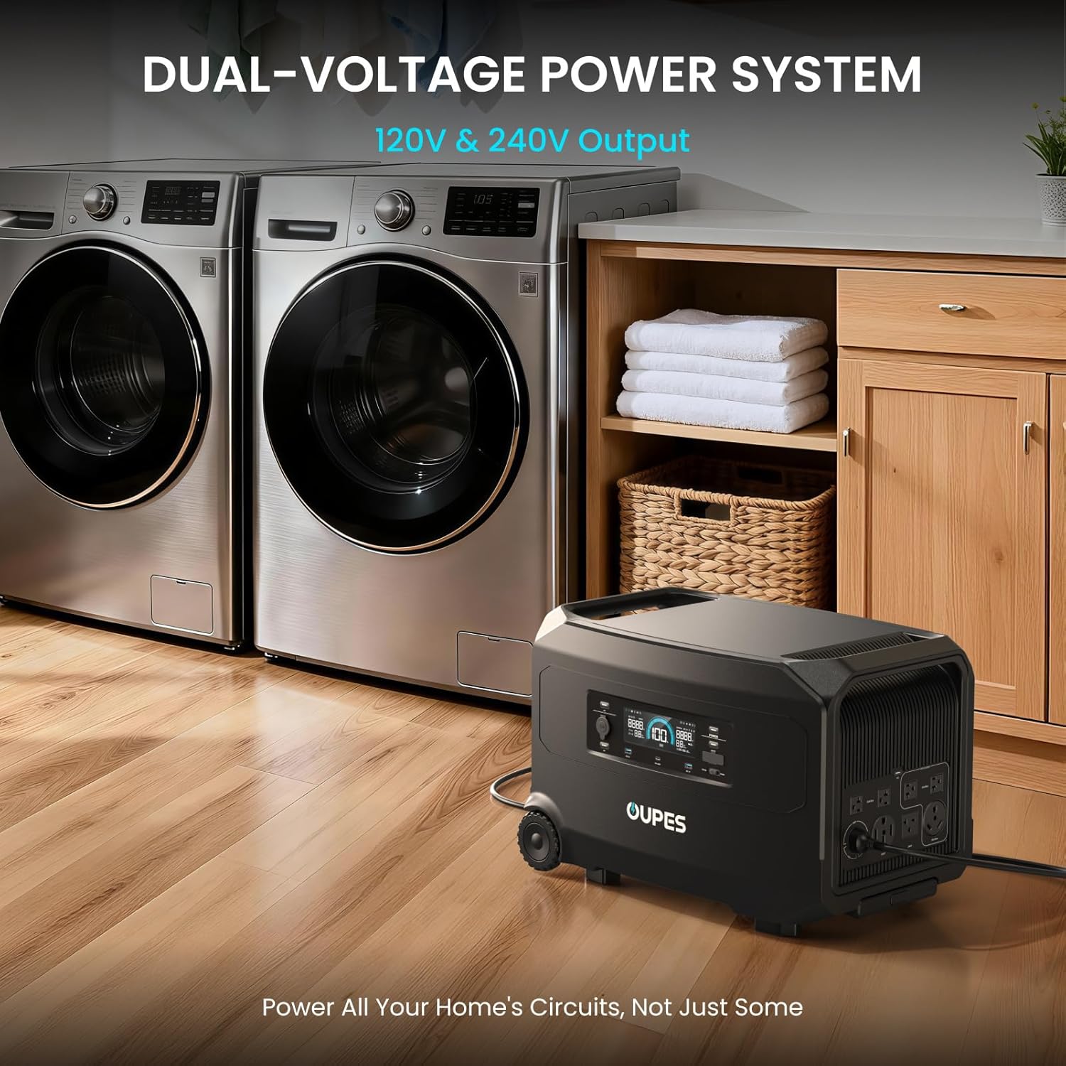 OUPES Guardian 6000 Portable Power Station, 120V/240V Dual Voltage, 4608Wh LiFeP...