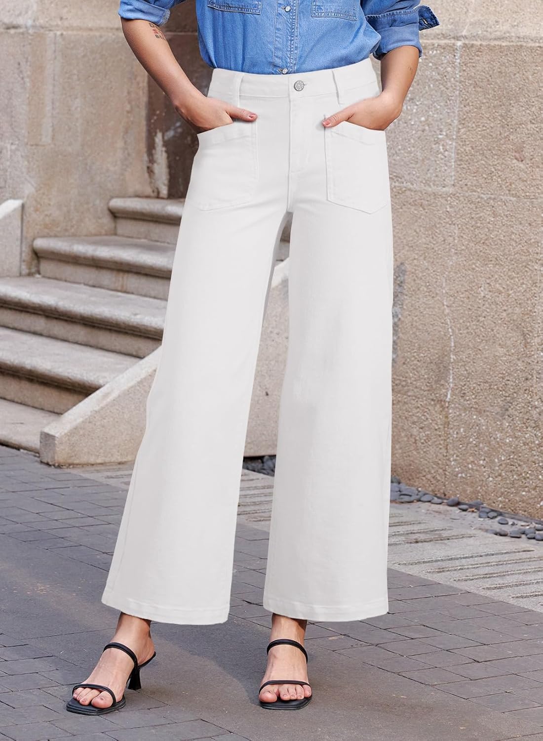 Sidefeel Women's Wide Leg Jeans, Unique High Waisted Stretchy Jeans, Comfortably...