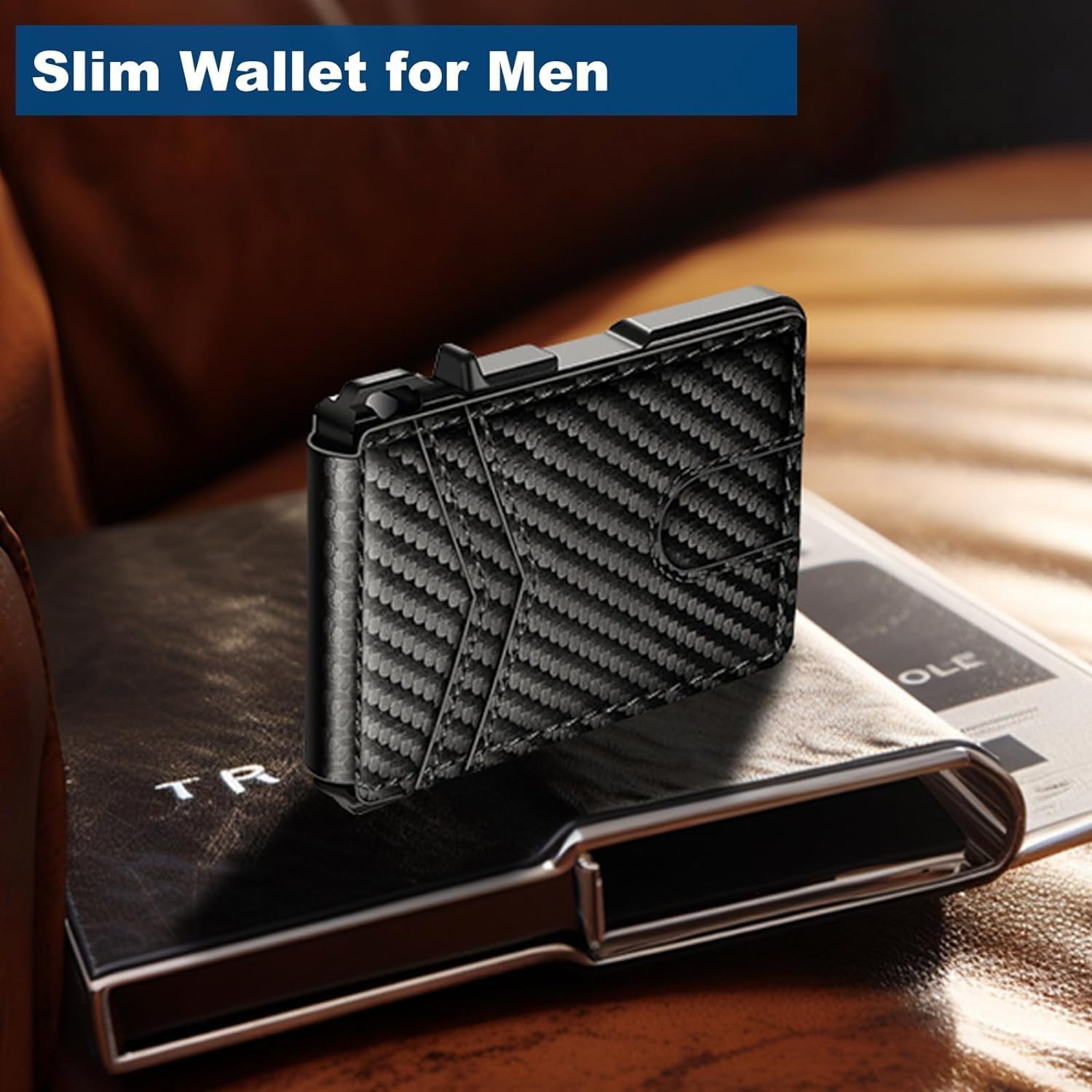 Wallet for Men, Mens Minimalist Wallet 9-13 Cards, Slim Compact Wallet with Mone...
