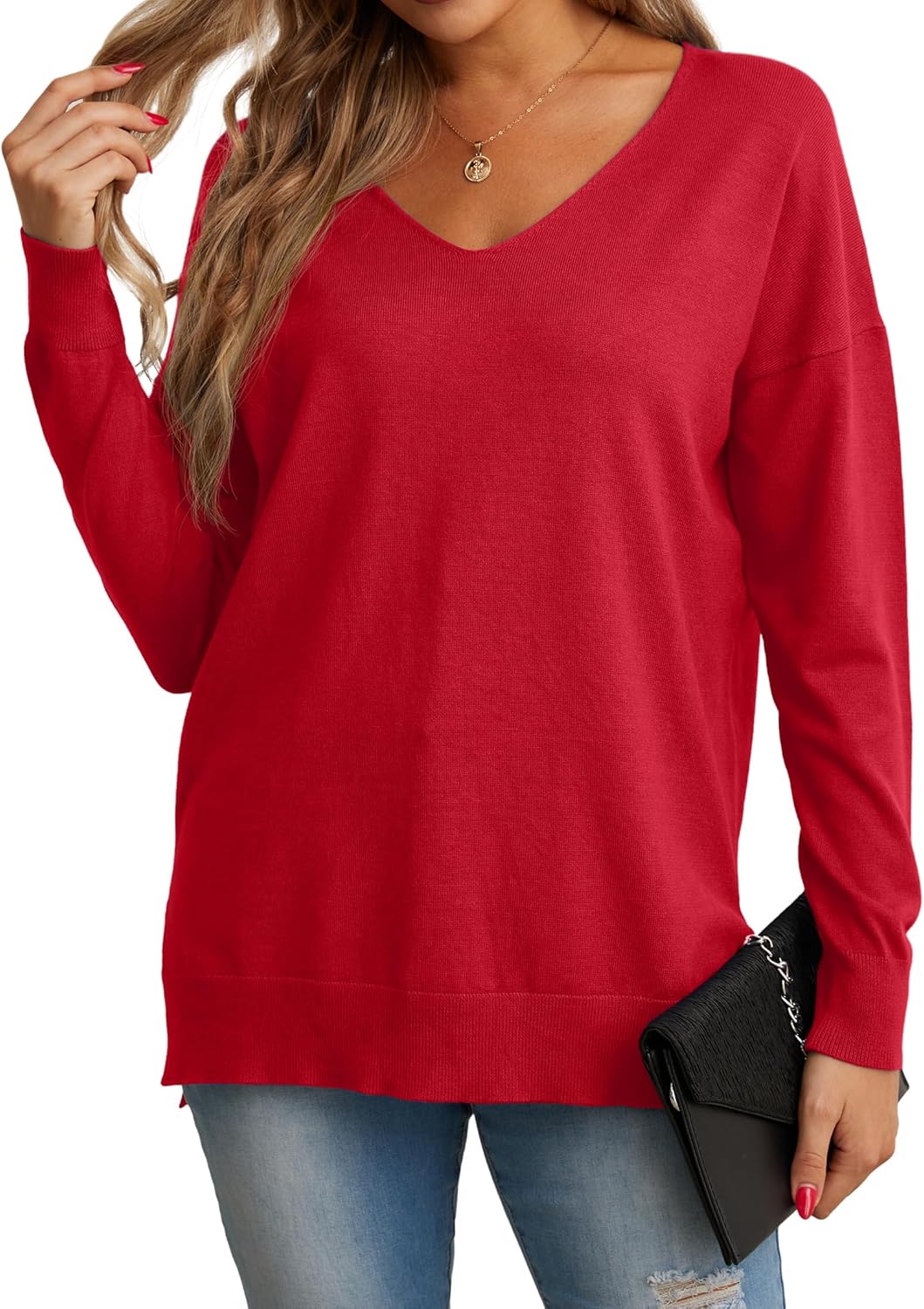 Stylish GRECERELLE Women's Knit Jumpers, High-Quality V Neck Sweatshirt, Classic...