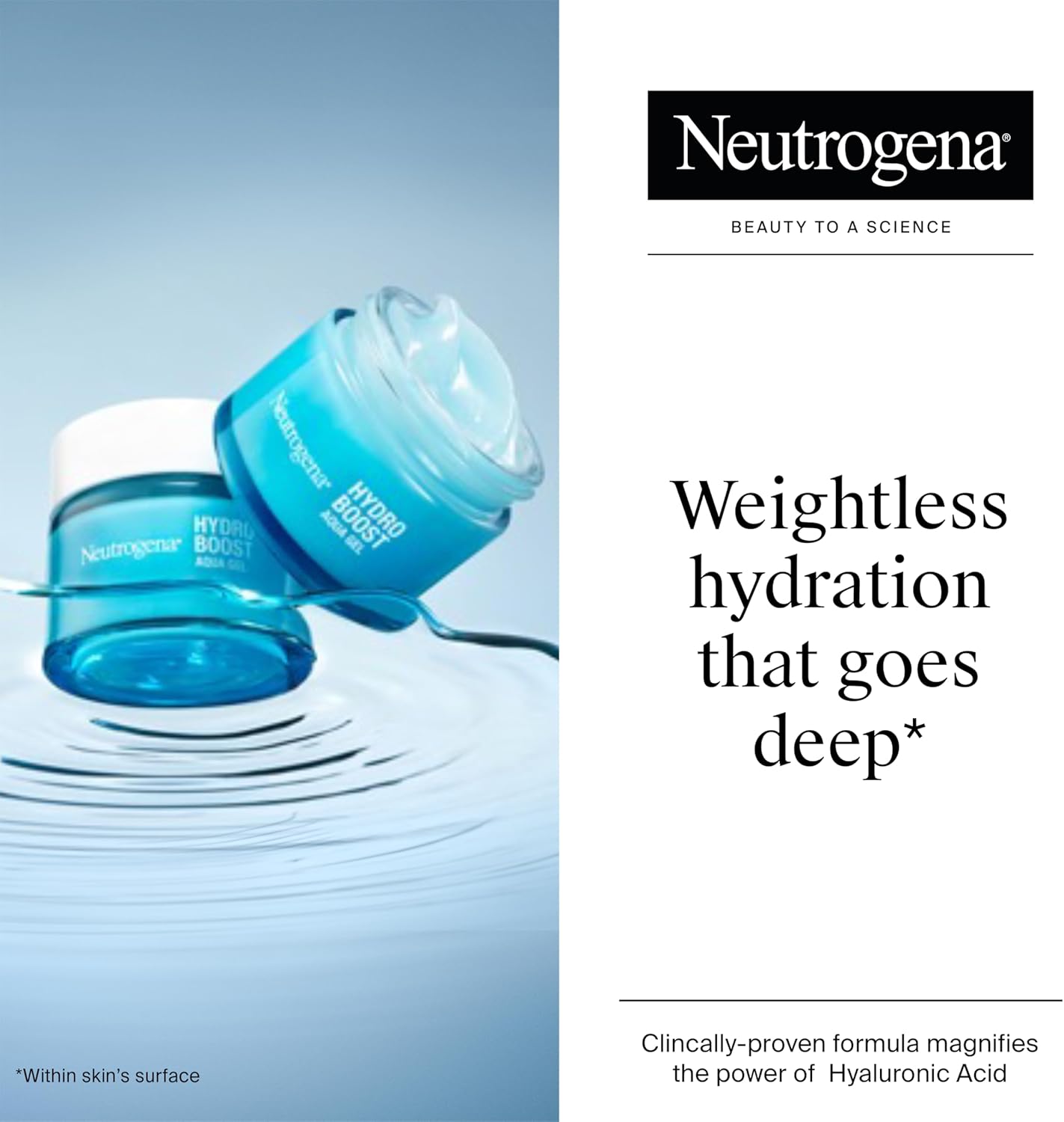 Neutrogena Hydro Boost Water Gel (1x 50ml), Oil-Free Face Cream with Hyaluronic...