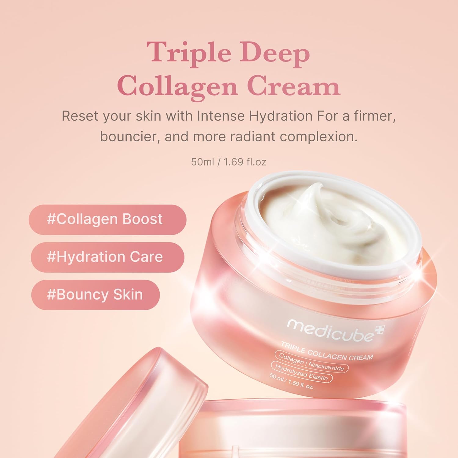 medicube Triple Collagen Cream Hydrating & Firming Moisturiser With Hyaluronic A...