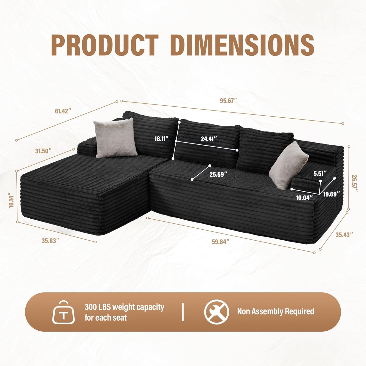 Luxurious Hobestluk Modular Sectional, Special Sofa for Living Room, Comfortable...