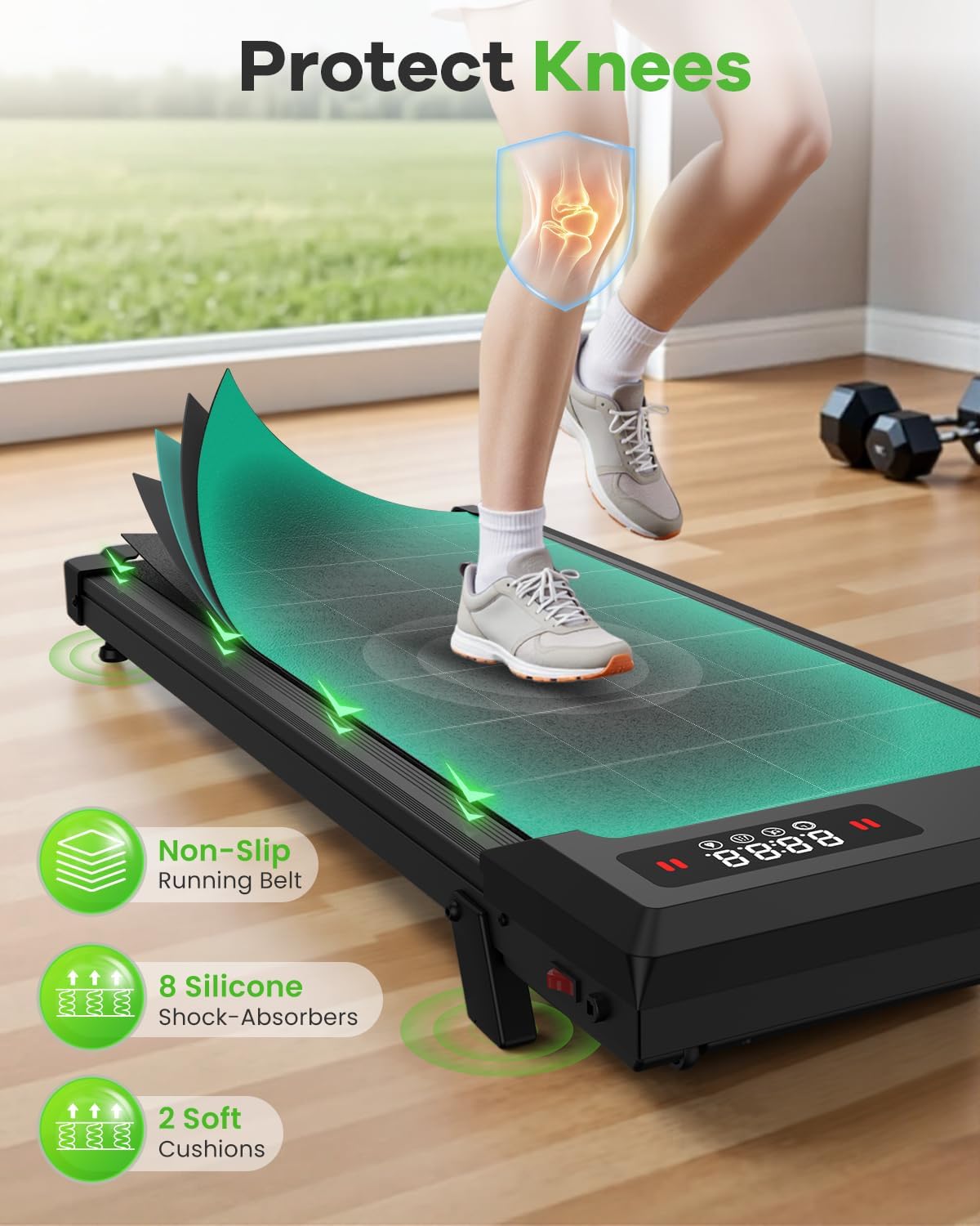 HomeFitnessCode Walking Pad Treadmill 7% Incline, Treadmills for Home, 2.5HP Por...
