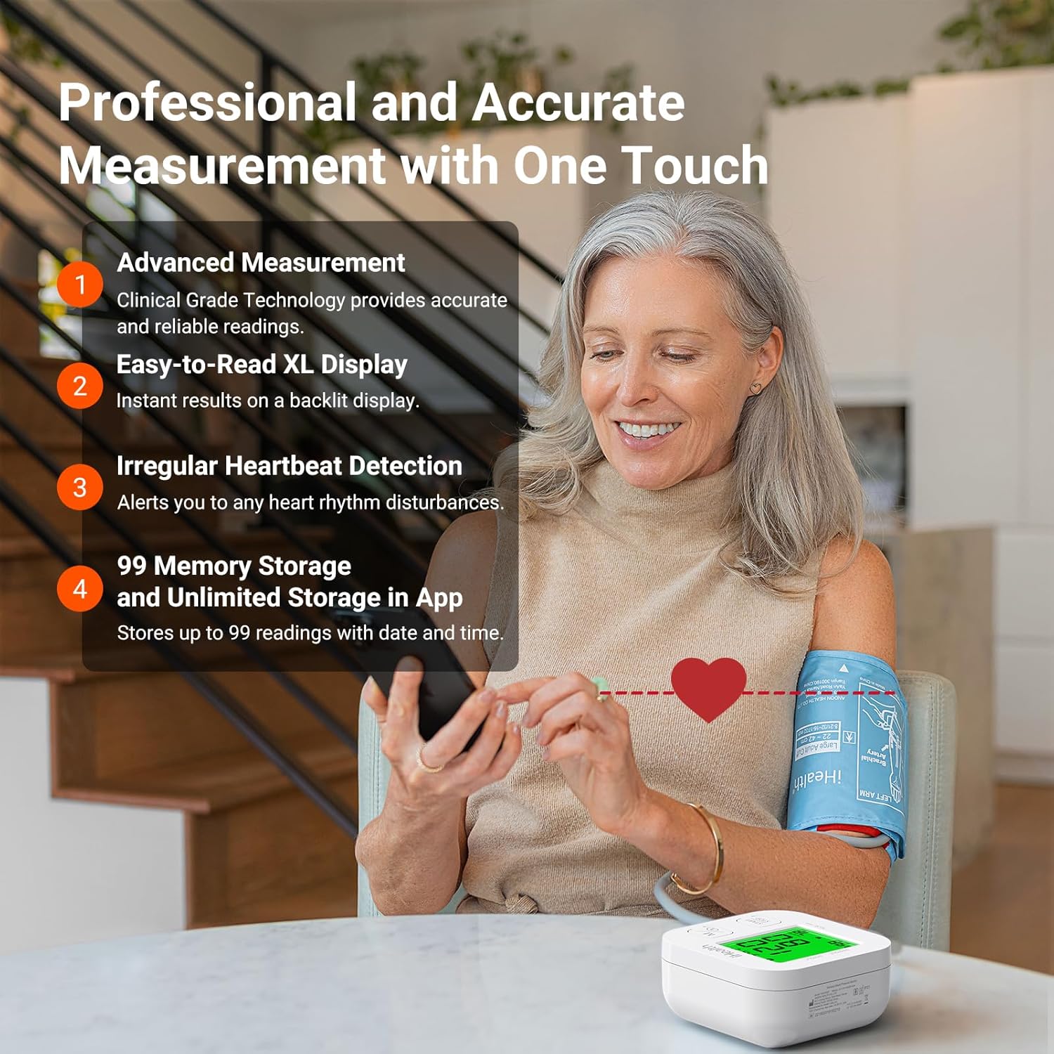 iHealth Track Smart Upper Arm Blood Pressure Monitor with Wide Range Cuff That f...