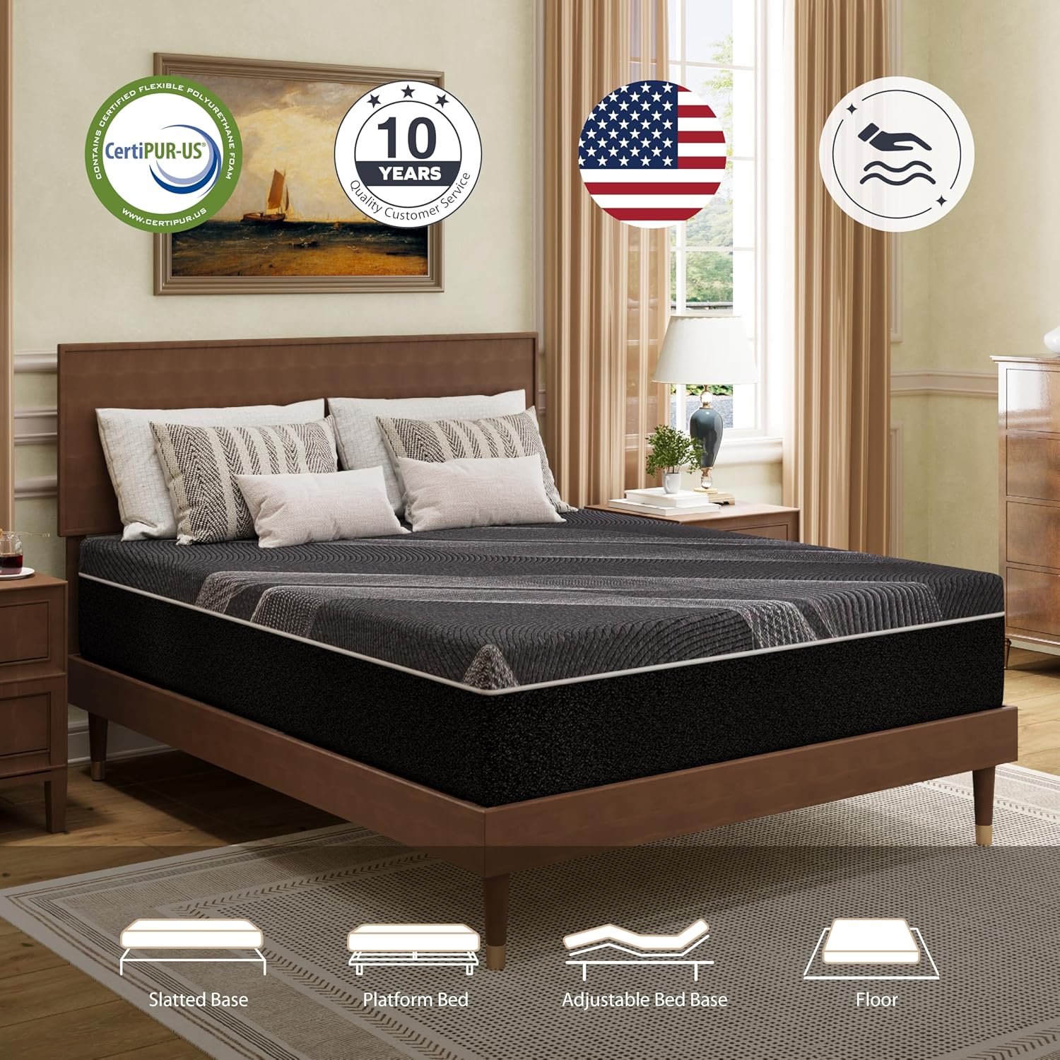Premium King Size Mattress, Luxurious 12 Inch Gel Memory Foam, Cooling Comfort M...