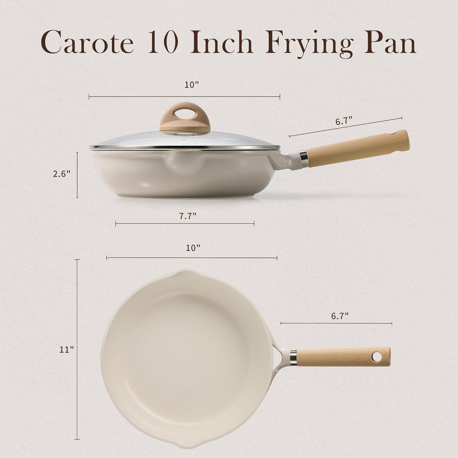 CAROTE 10" Ceramic Frying Pan, Special Non Stick Frying Pan Skillet, Innovative...