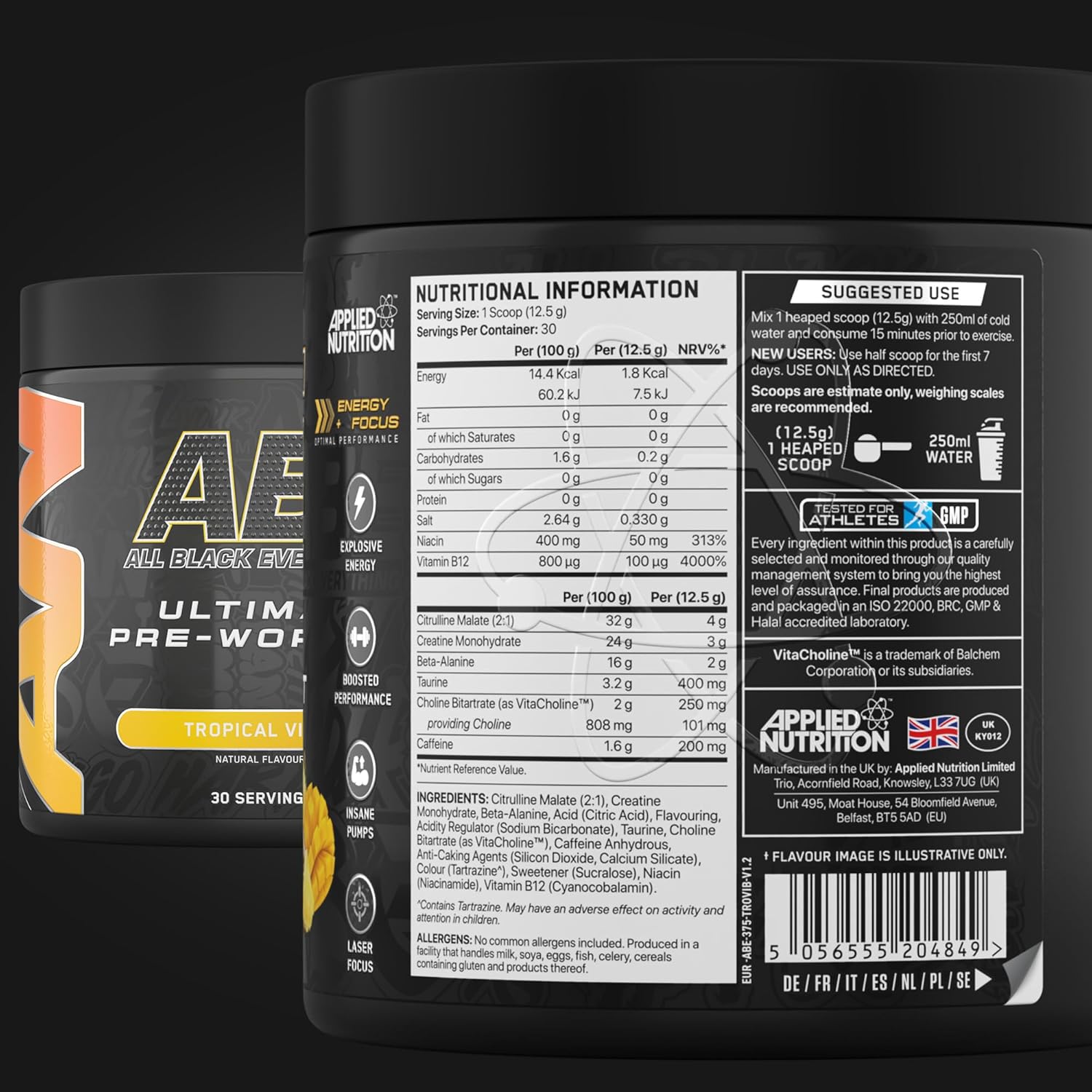 Applied Nutrition ABE Pre Workout - All Black Everything Pre Workout Powder, Ene...
