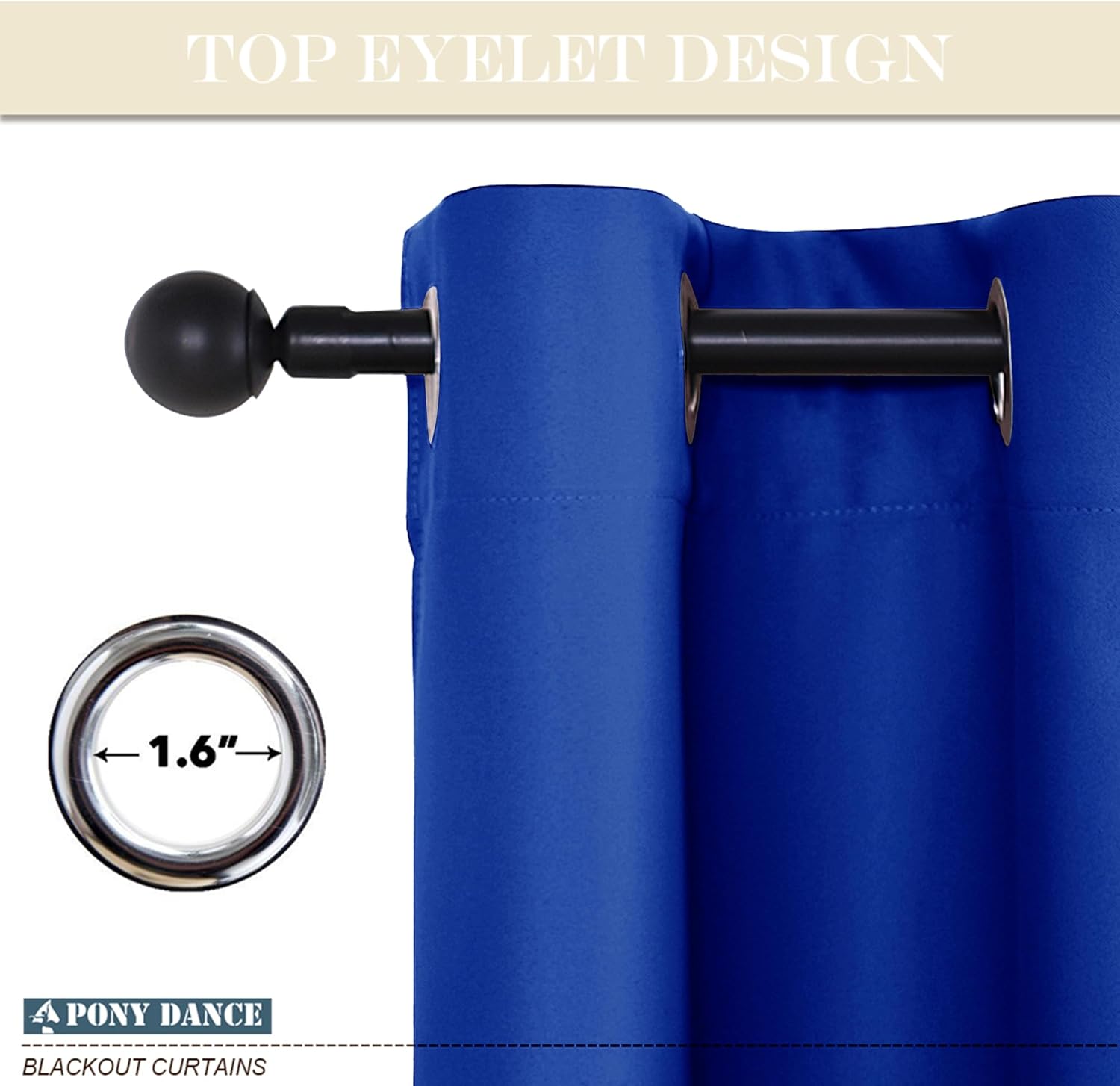 PONY DANCE Royal Blue Curtains, Unique Boy's Bedroom Blackout Curtains, Innovati...