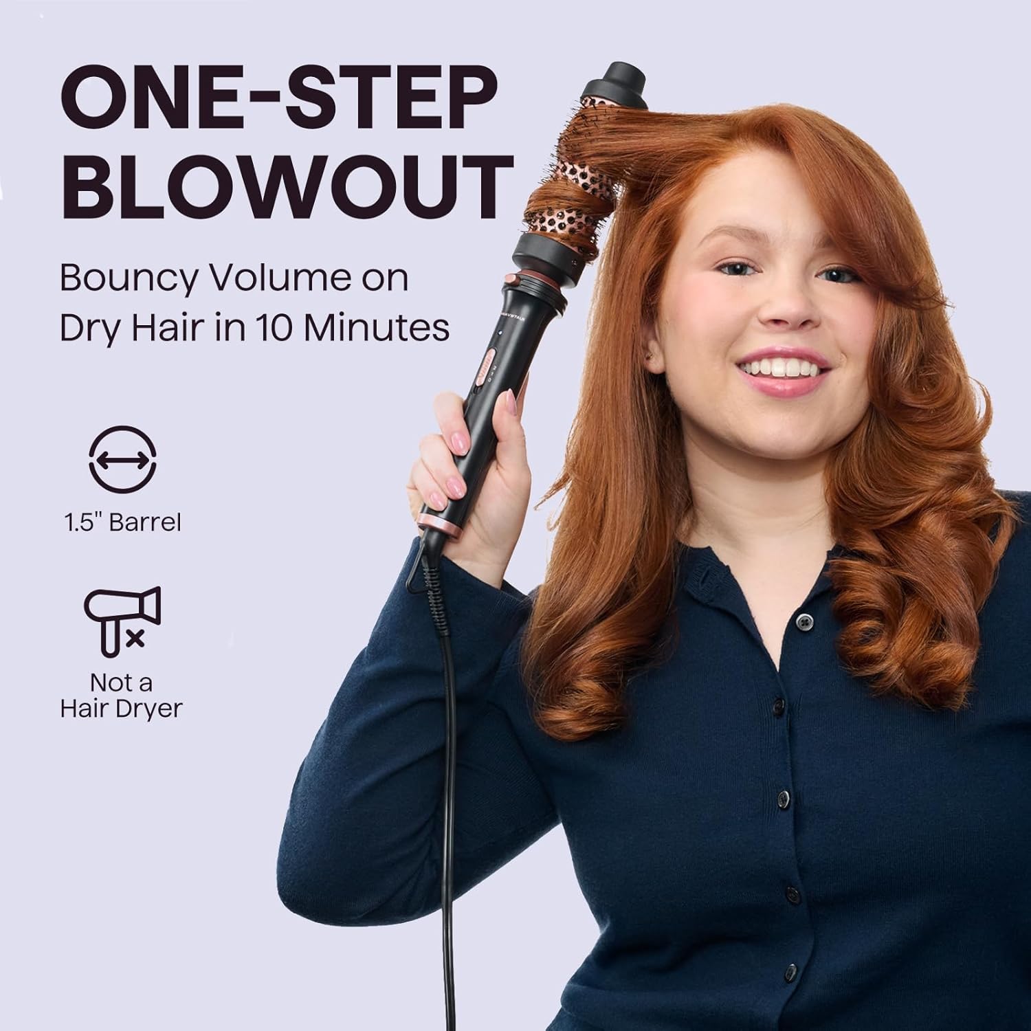 Wavytalk Thermal Brush, 1 1/2 inch Heated Round Brush with Detachable Head, Velv...