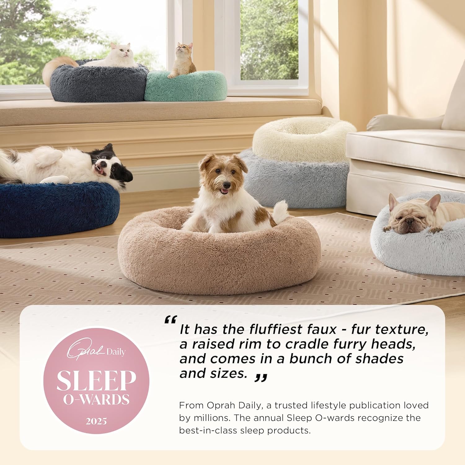 Bedsure Calming Dog Bed Medium Size Dog - Donut Washable Medium Pet Bed, 30 inch...