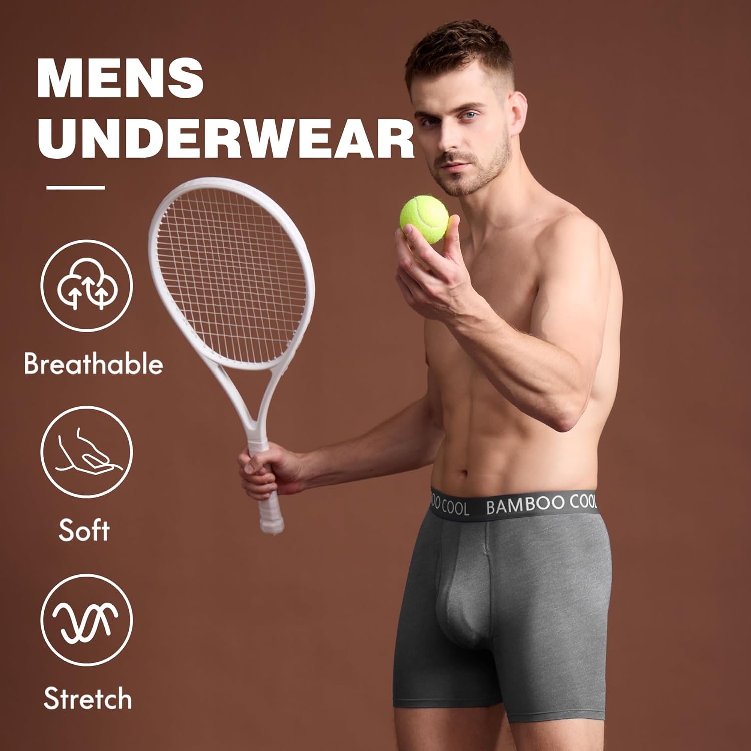 High-Quality BAMBOO COOL Men's Underwear, Special Ultra Breathable Boxer Briefs...