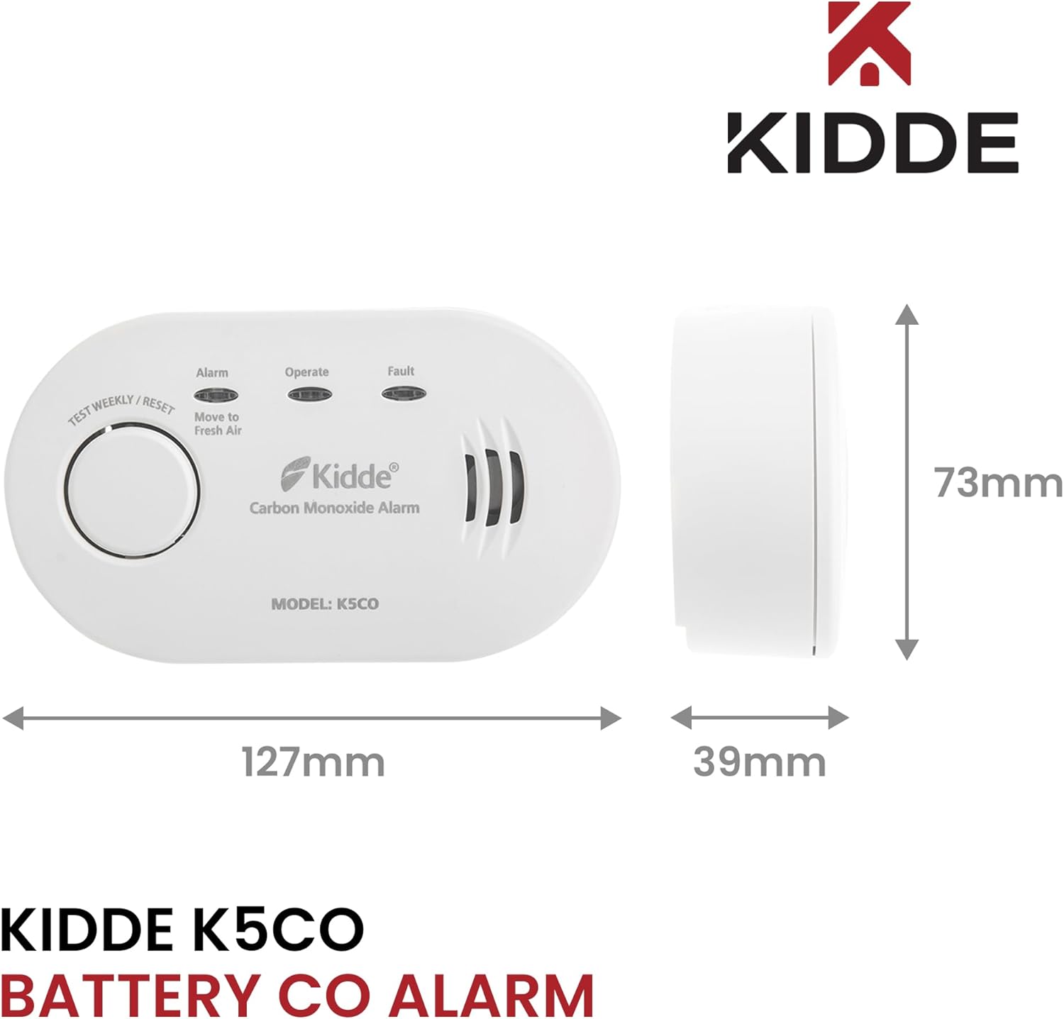 Kidde 5CO Carbon Monoxide Alarm and Detector with AA Batteries - 10 Year Sensor...