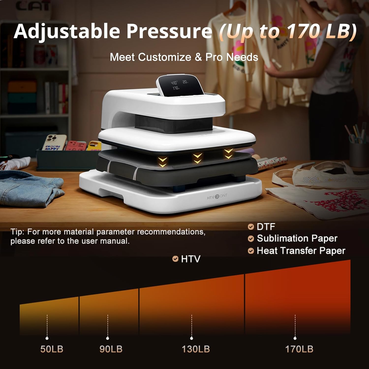 HTVRONT Auto Heat Press 2 - Heat Press Machine for T Shirts with Adjustable Pres...