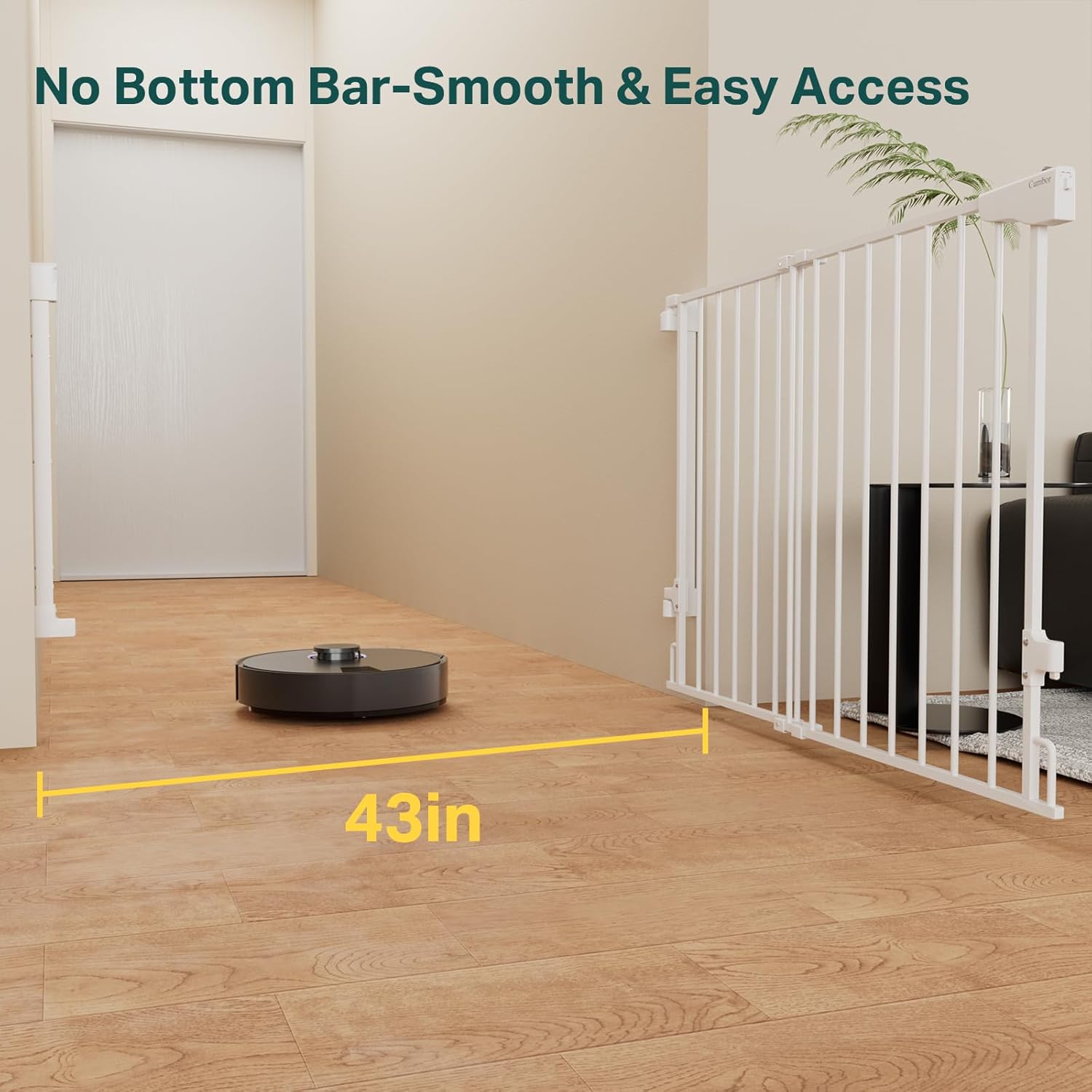 Cumbor 29.2–43" Baby Gate for Stairs, Wall-Mounted (Drill Required), Expandable...