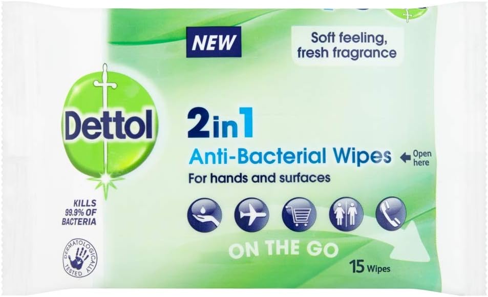 Dettol Antibacterial Hand Wipes, Fresh Scented, 135 Wipes (15 x 9pck) Antiseptic...