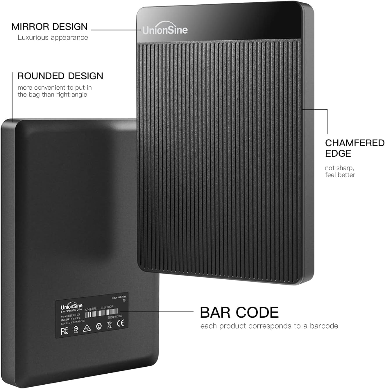UnionSine HD2510 500GB USB 3.0 Ultra Slim Portable External Hard Drive HDD Compa...