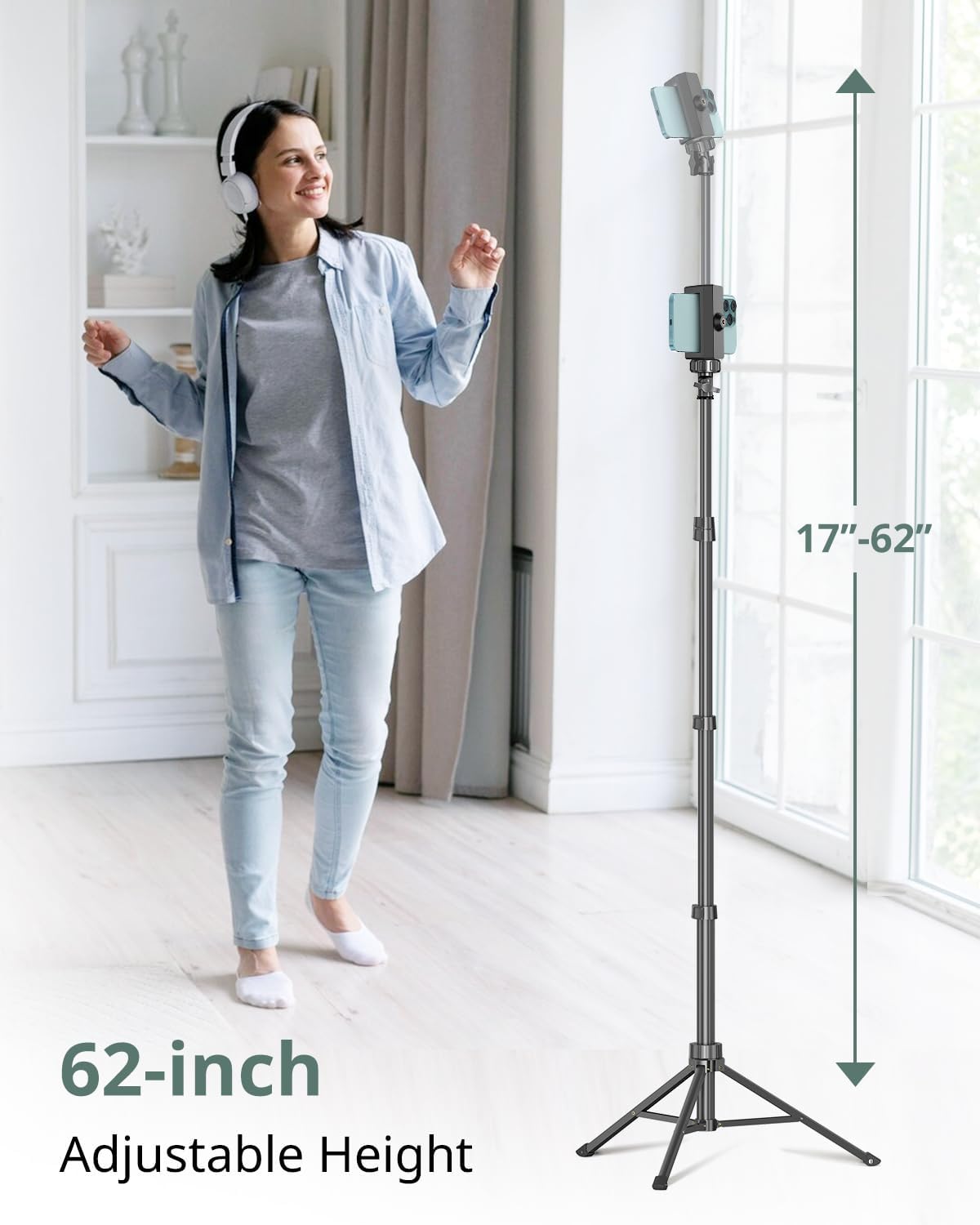 SENSYNE 62" Phone Tripod & Selfie Stick, Extendable Cell Phone Tripod Stand with...