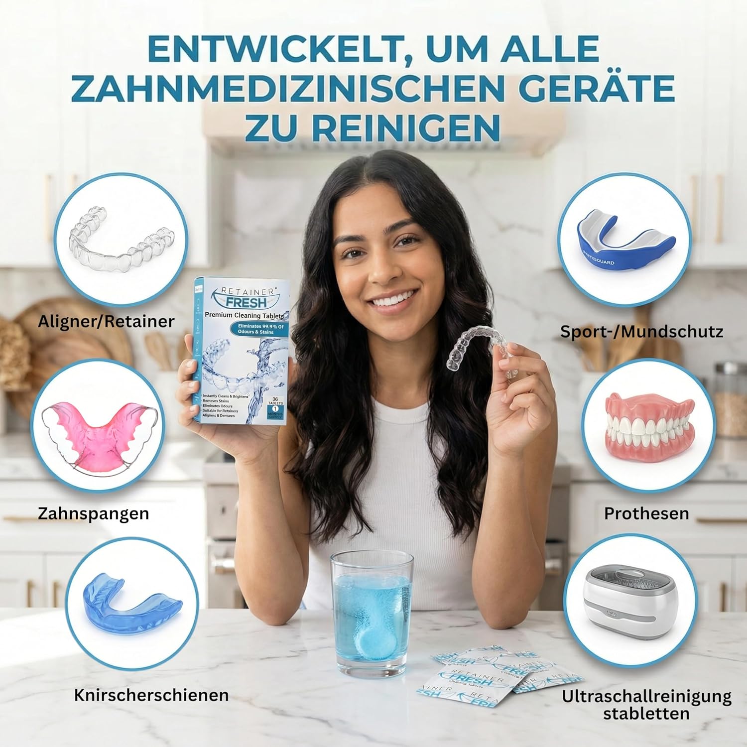 Retainer Fresh Retainer Cleaner Tablets - Retainer Cleaning, Mouthguard Cleaner,...