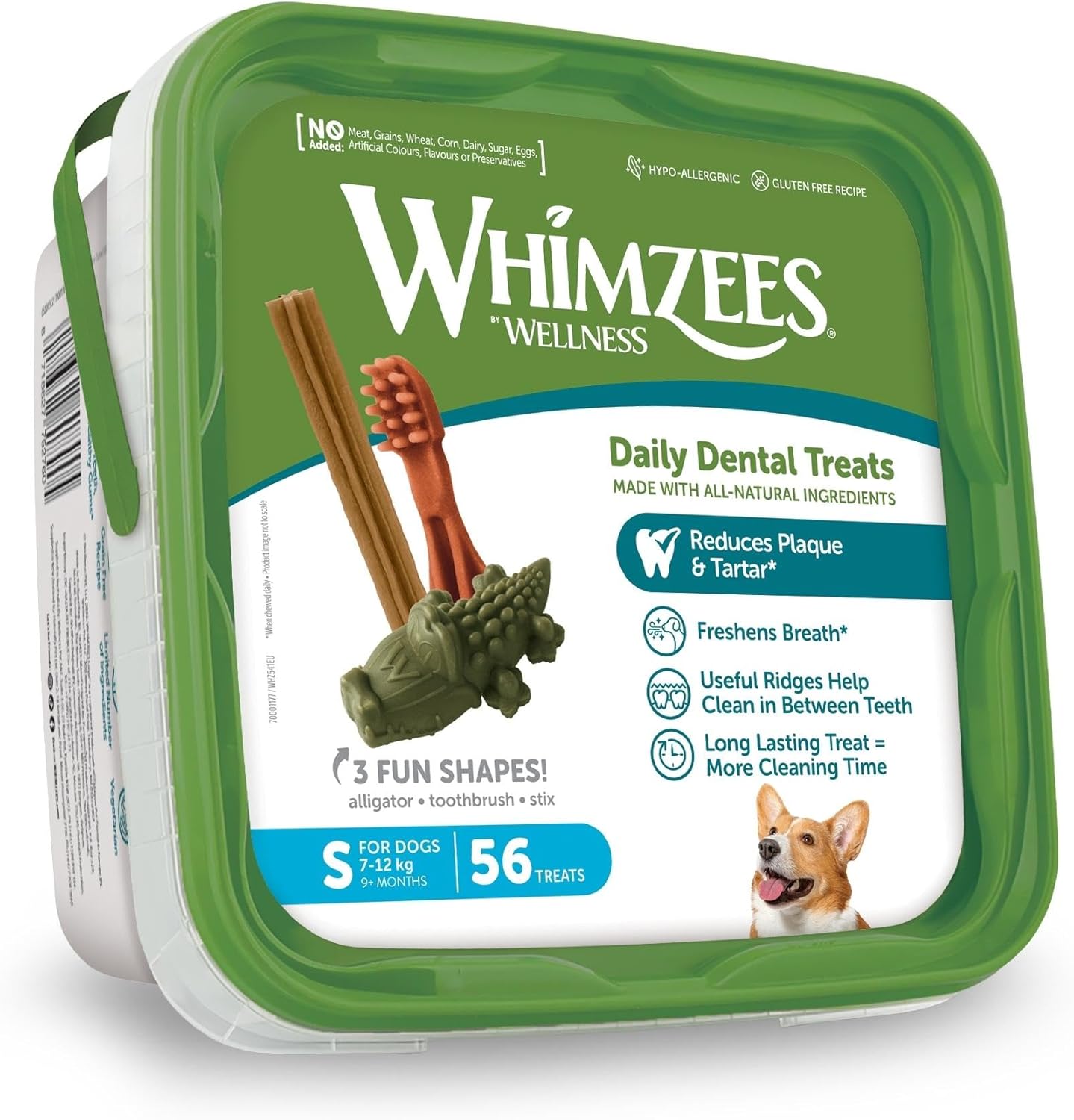 WHIMZEES Variety Box Dental S, 56 Pieces – Mixed Shapes, Size S, Dog Chews for S...
