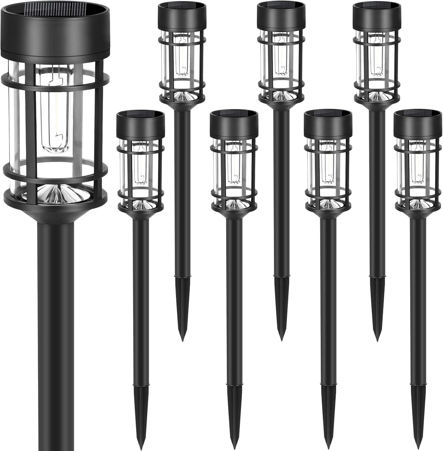 Mancra Solar Pathway Lights, 8 Pack LED Solar Lights Outdoor Waterproof, Glass M...