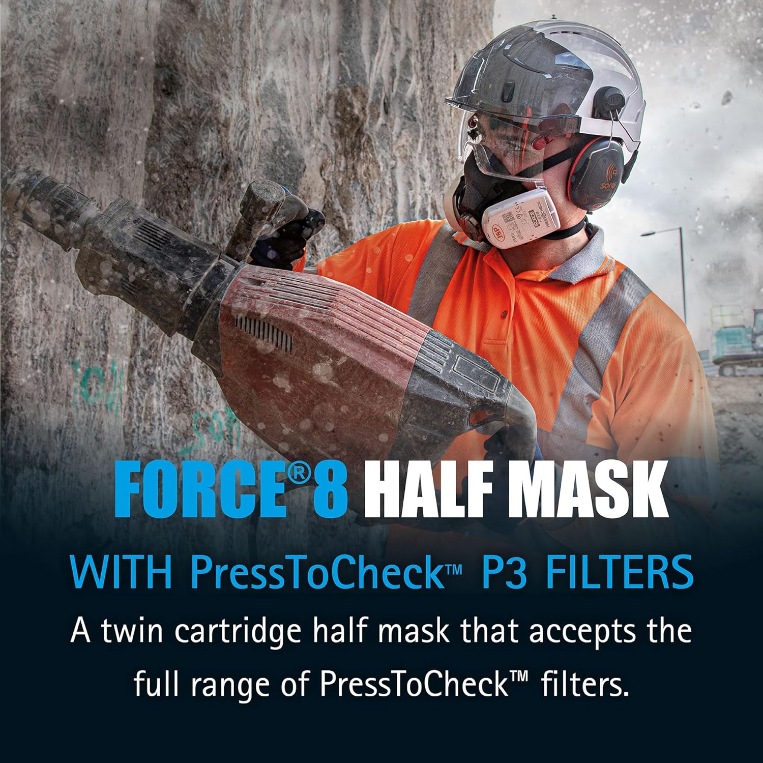 JSP FORCE 8 Half Mask Respirator with PressToCheck™ P3 Filters - Reusable - For...