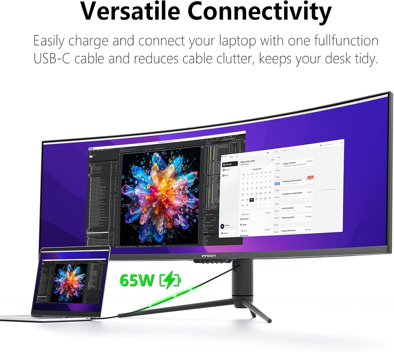 INNOCN 49" Curved Gaming Monitor 144Hz Ultrawide 32:9 WDFHD 3840 x 1080P, R1800,...