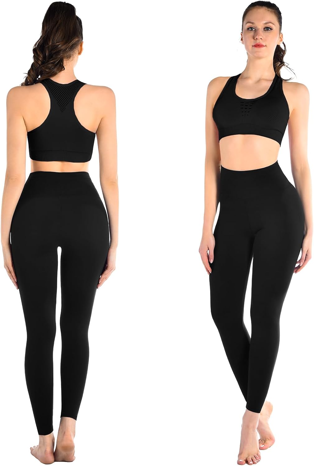 SINOPHANT Pack of 3 Women's High Waist Opaque Black Leggings for Gym Yoga Sports...