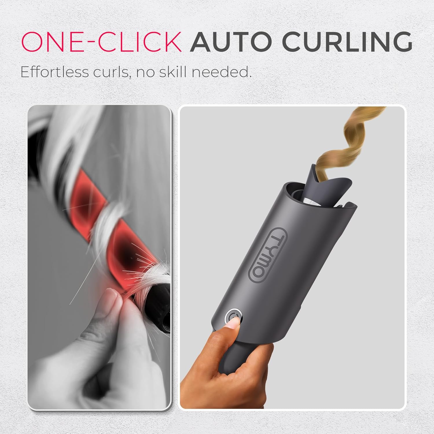TYMO Automatic Rotating Curling Iron - TYMO CURLPRO Beach Waves Curling Wand, Po...
