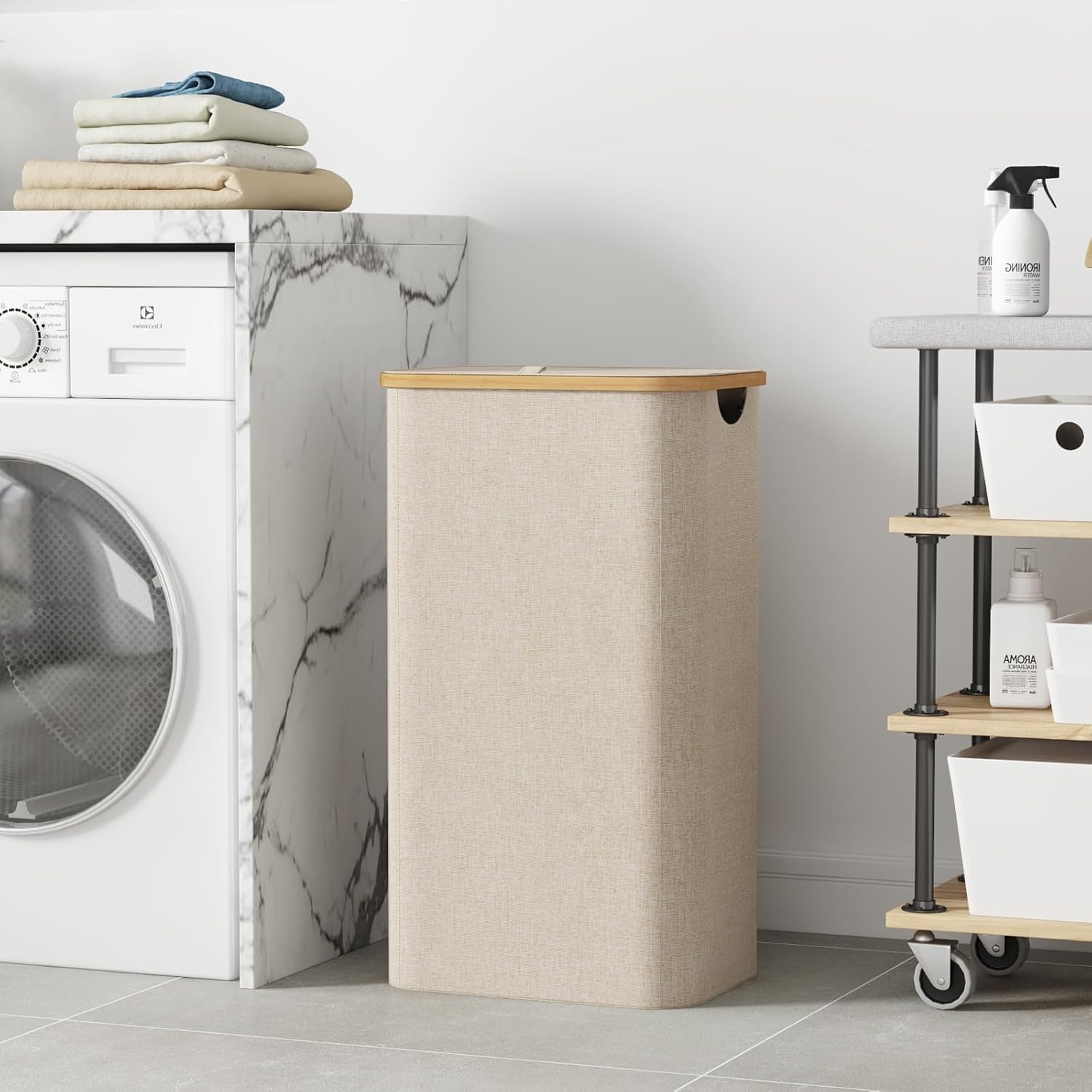 Lifewit 100L Laundry Basket with Lid, Clothes Hampers for Laundry with Bamboo Ha...