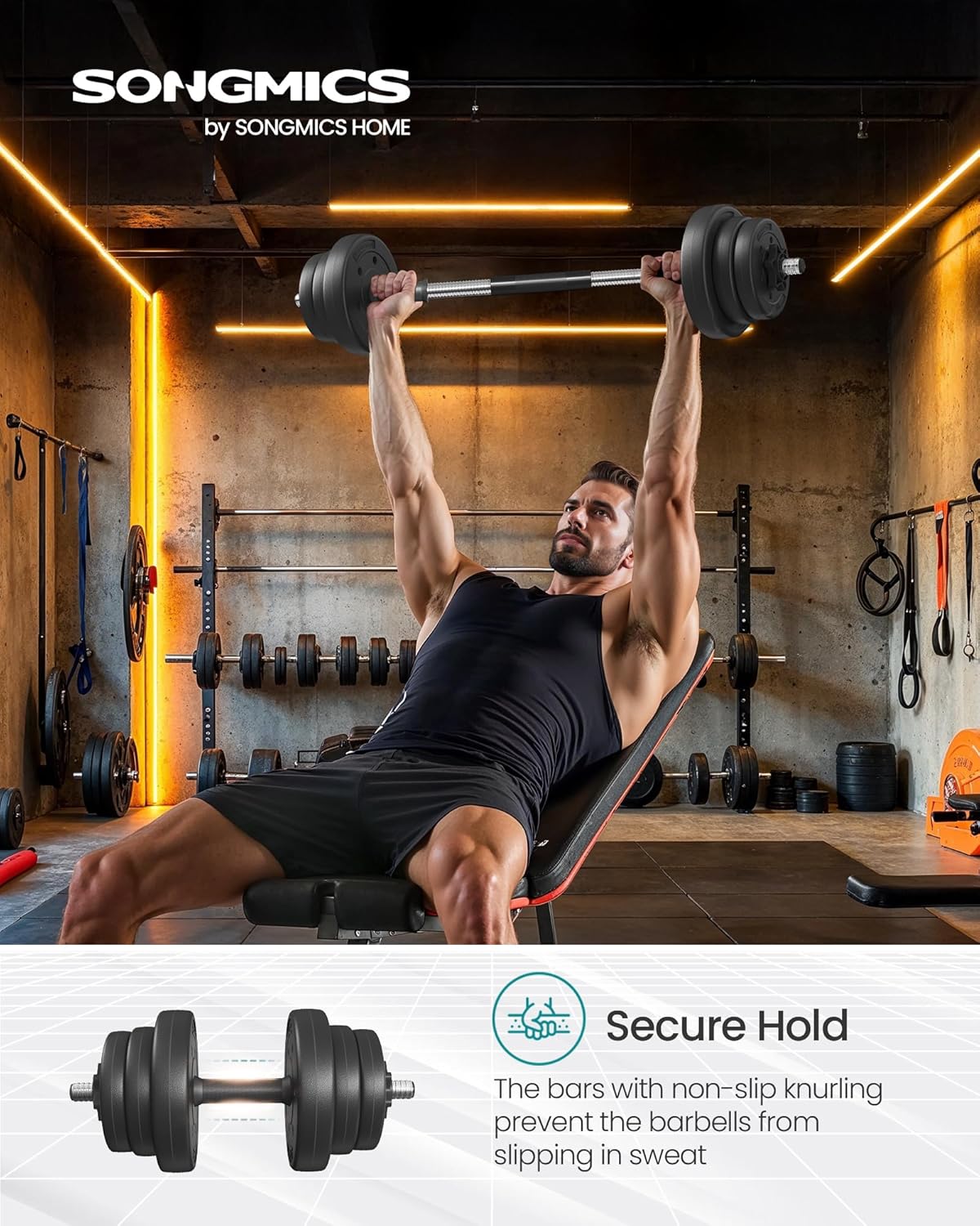 SONGMICS 2-in-1 Dumbbells Set, Adjustable Dumbbell...