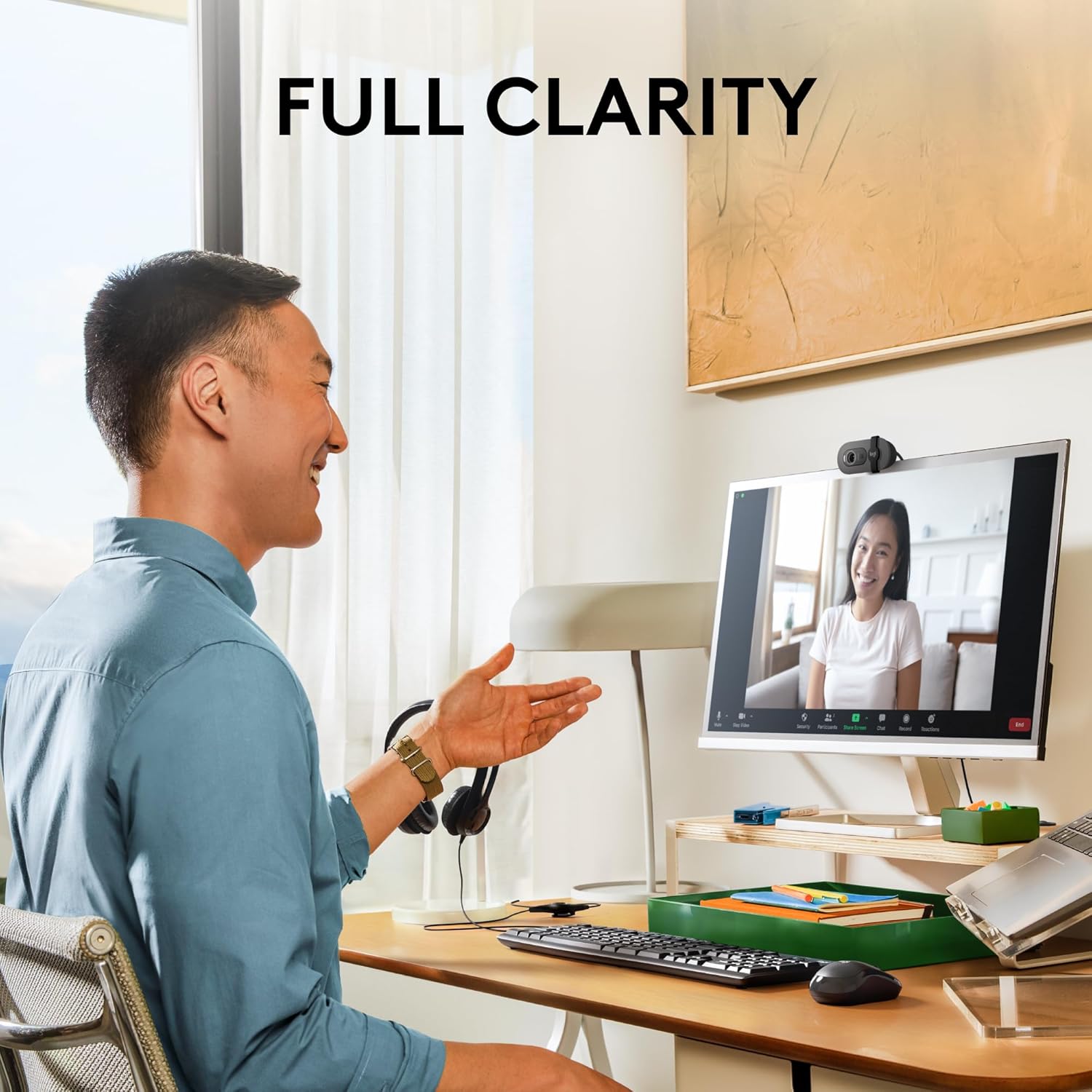 Logitech Brio 100 Full HD Webcam for Meetings and Streaming, Auto-Light Balance,...