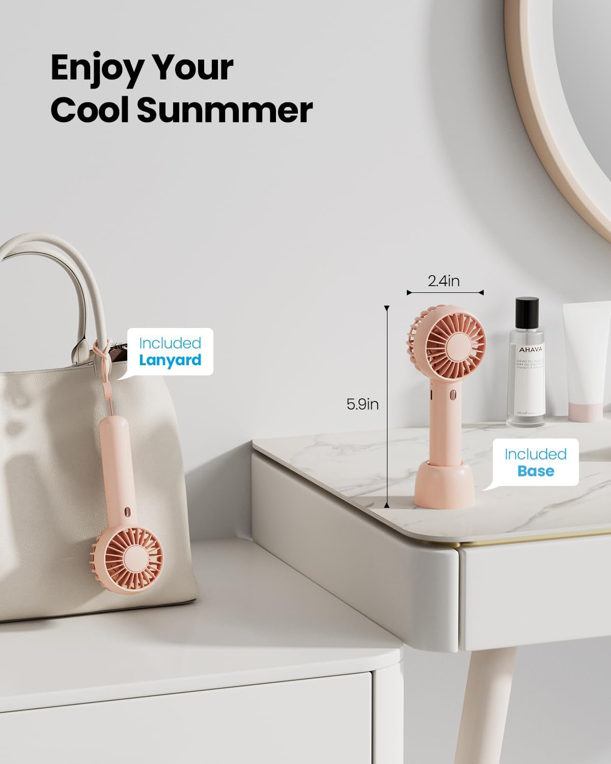 gaiatop Mini Portable Fan, Small and Powerful, Cute Design 3 Speed Personal Hand...