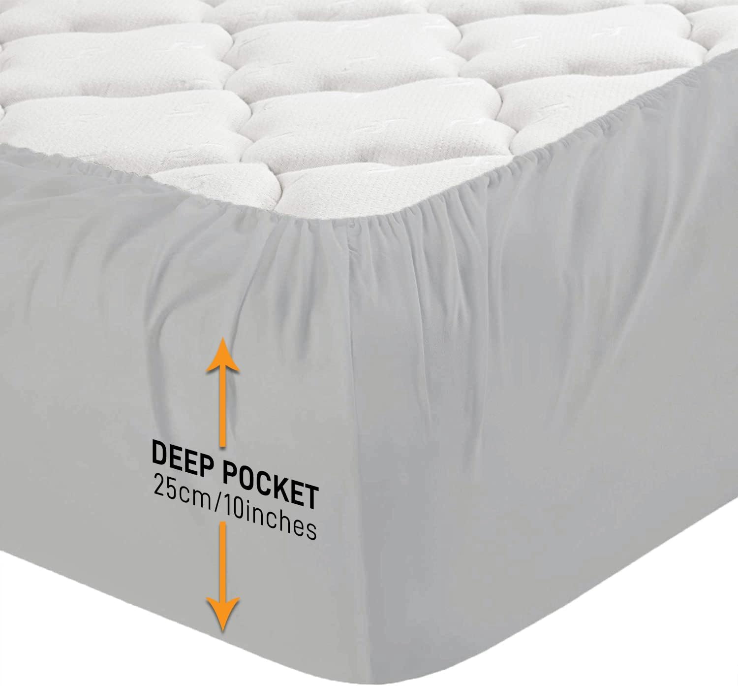 Double Fitted Sheet 25 cm Deep Brushed Microfiber Ultra Soft No-Iron Wrinkle-Res...