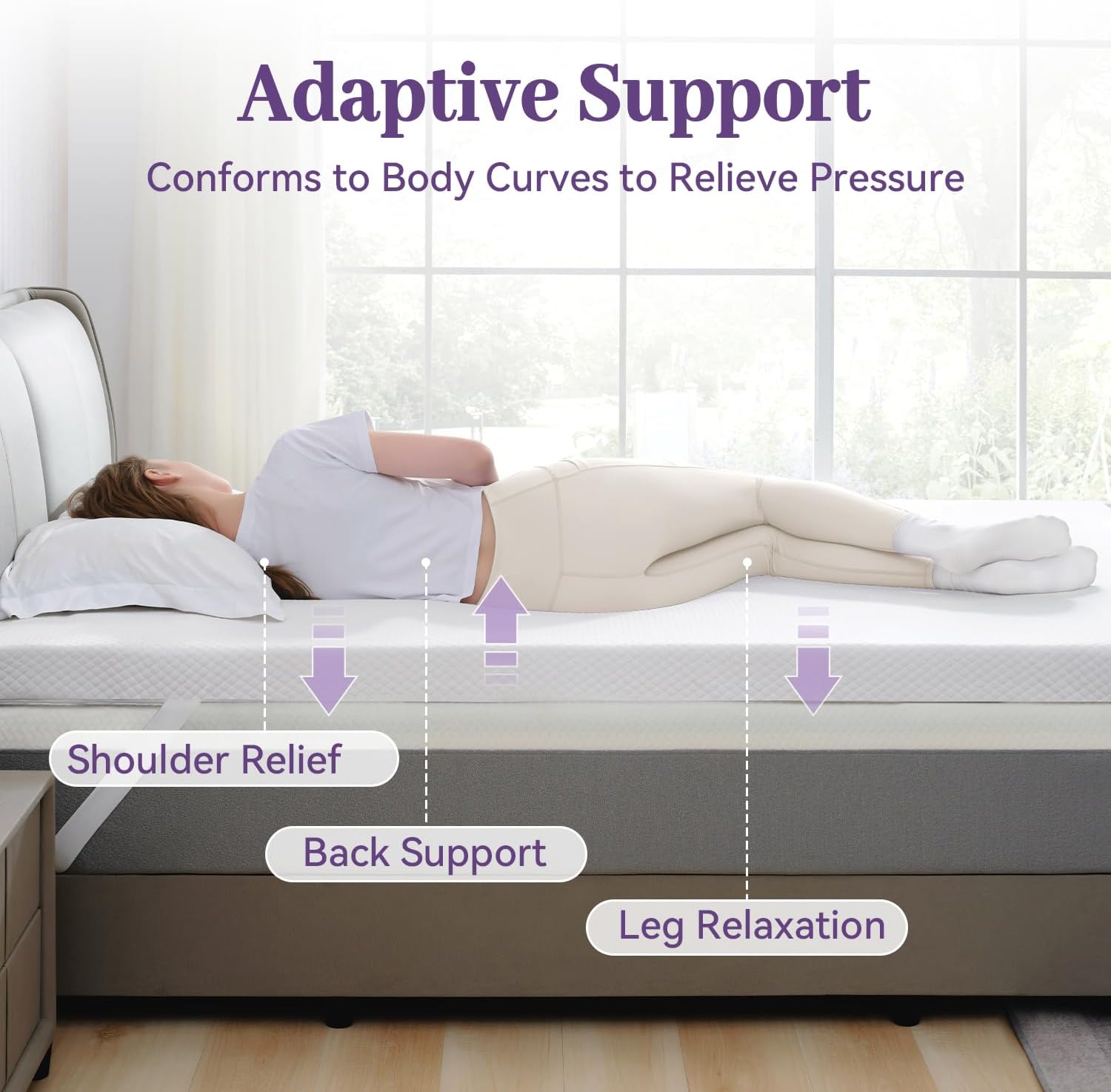 SINWEEK 3 Inch Gel Memory Foam Mattress Topper Queen Size, Ventilated High Densi...