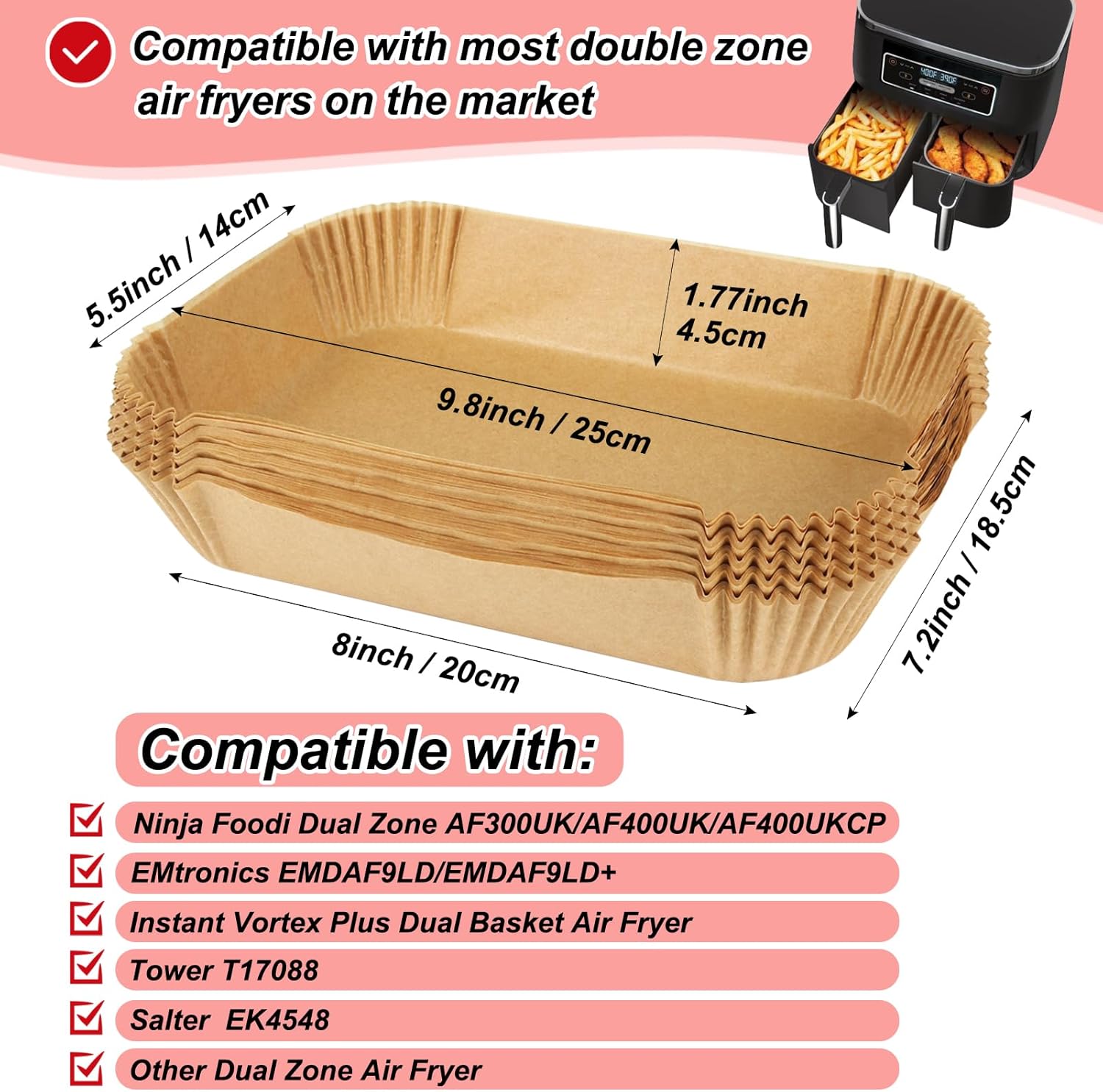 BYKITCHEN 150 PCS Air Fryer Liners for Ninja Dual, Air Fryer Accessories for AF3...