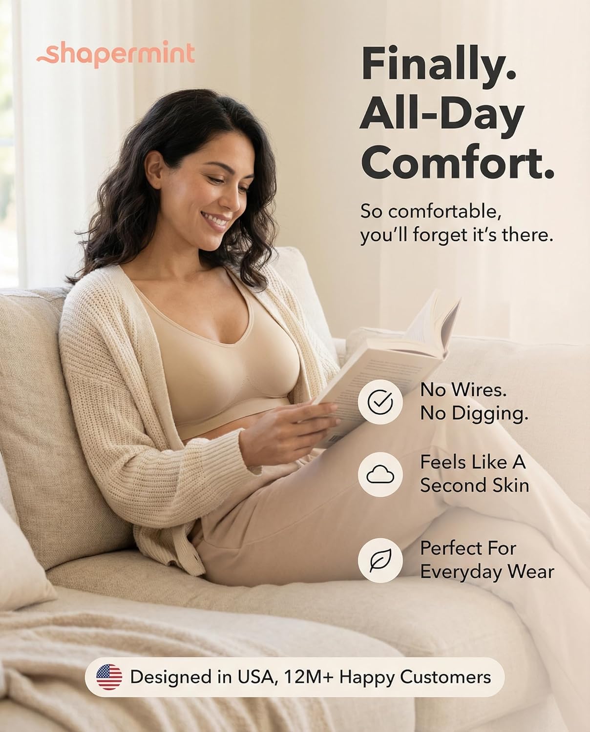 SHAPERMINT Wireless Bras for Women No Underwire – Small to Plus Size Bralettes w...