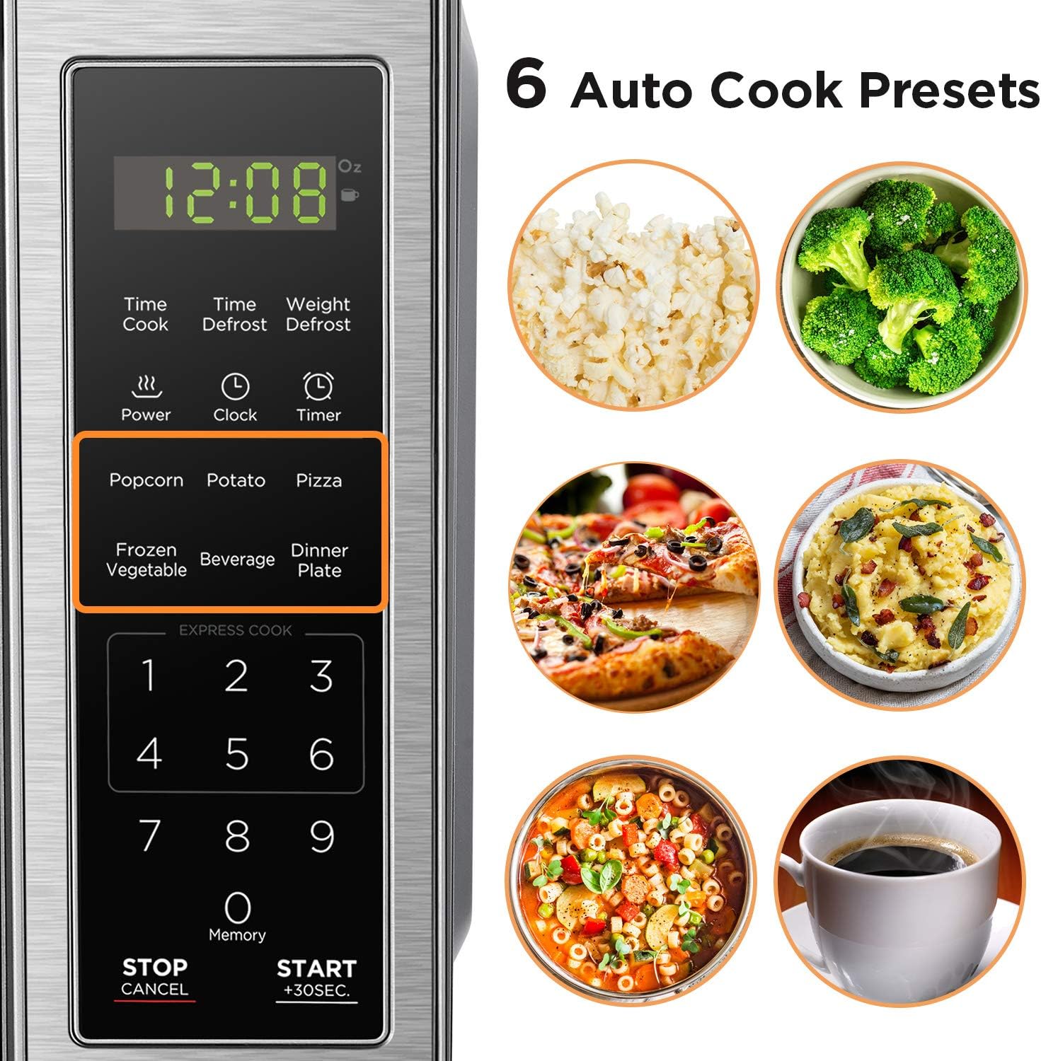 BLACK+DECKER EM720CB7 Digital Microwave Oven with Turntable Push-Button Door, Ch...