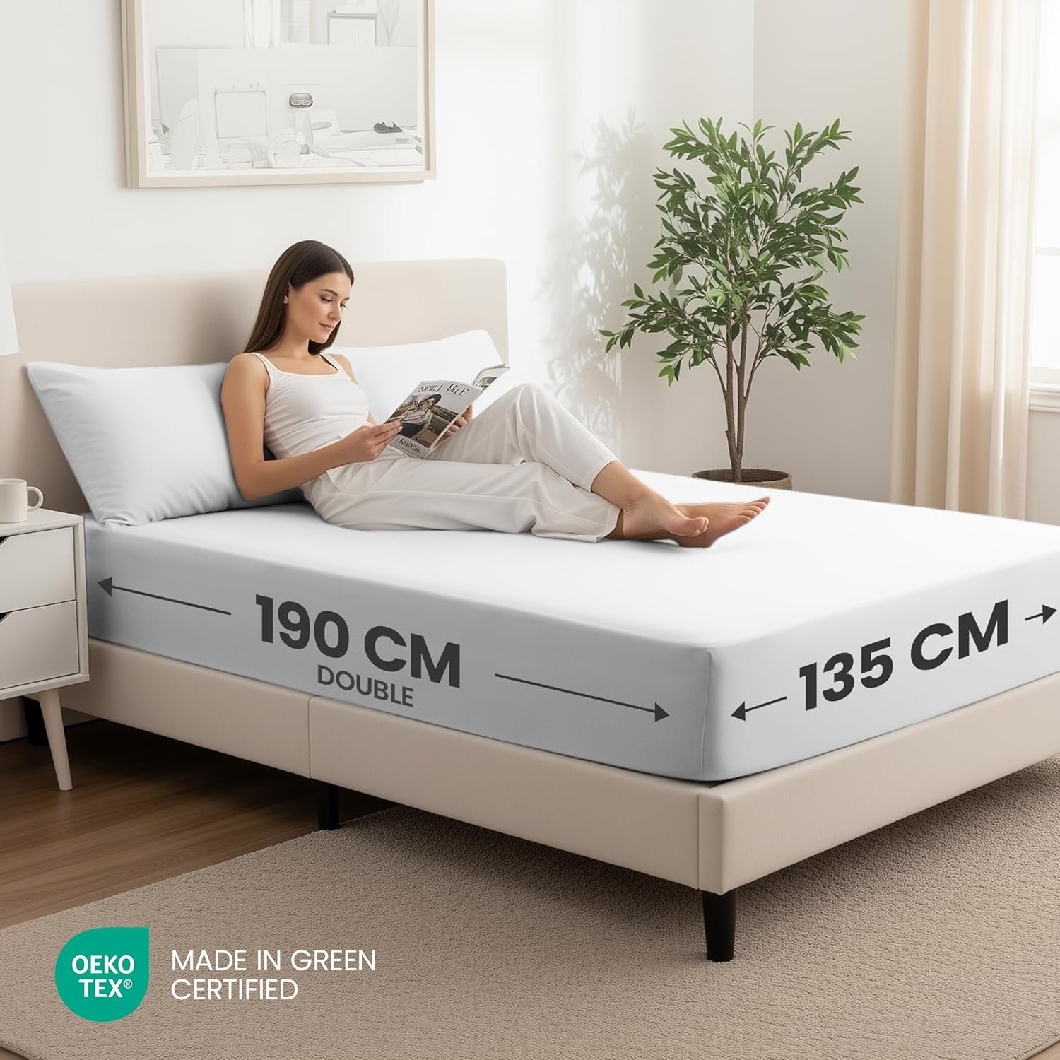 Utopia Bedding Fitted Sheet Double (2 Pack), White - Deep Pocket 14 inch (35 cm)...