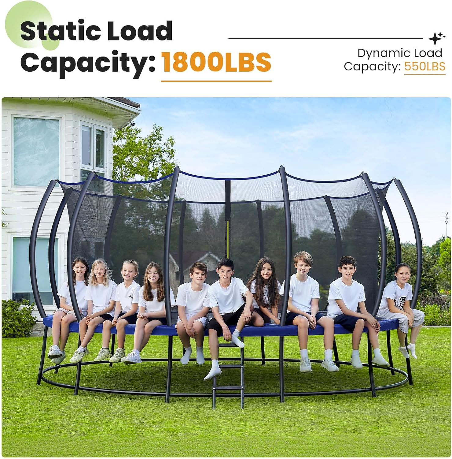 Zupapa 1800LBS Capacity No-Gap Design 16 15 14 12FT Trampoline with Safety Enclo...