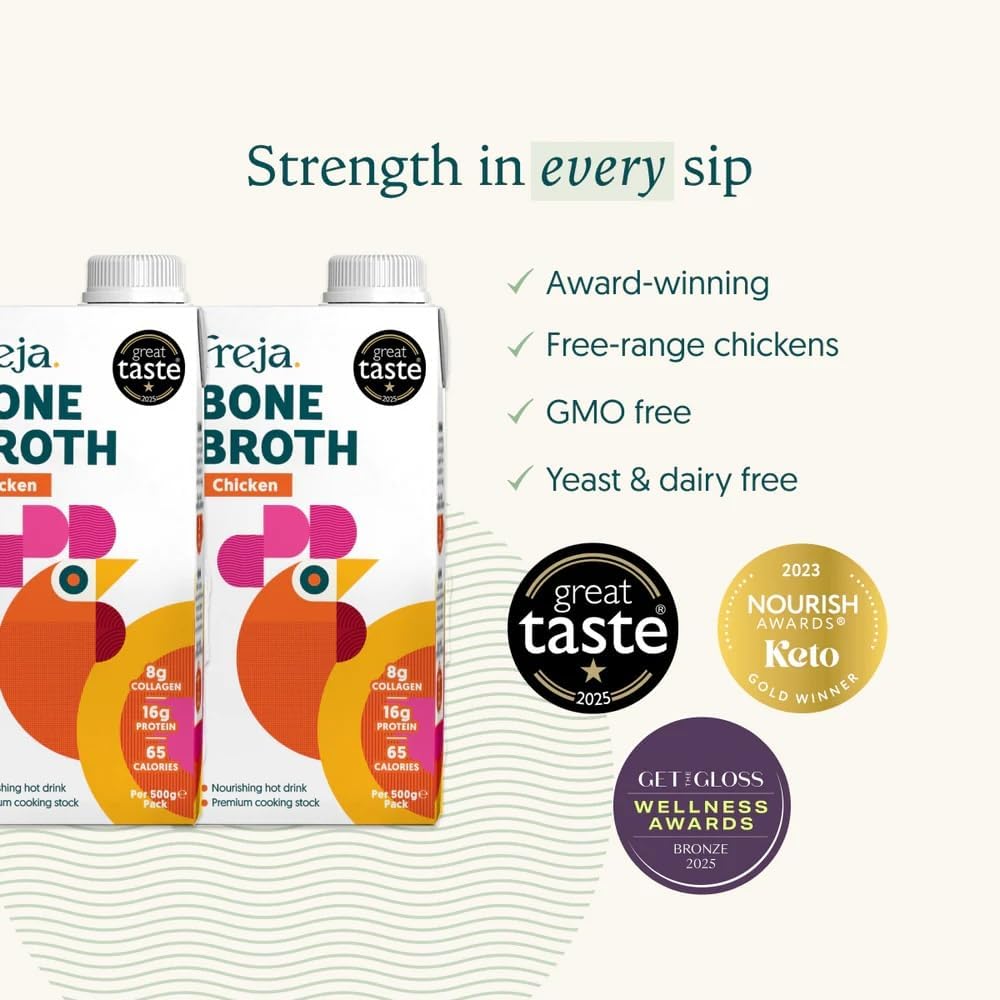 Freja Chicken Bone Broth | Sipping Broth | Free Range | Collagen, Protein & Amin...