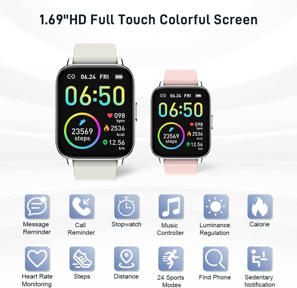 Motast Smart Watch, Fitness Tracker 1.69" Touch Screen Fitness Watch with Heart...