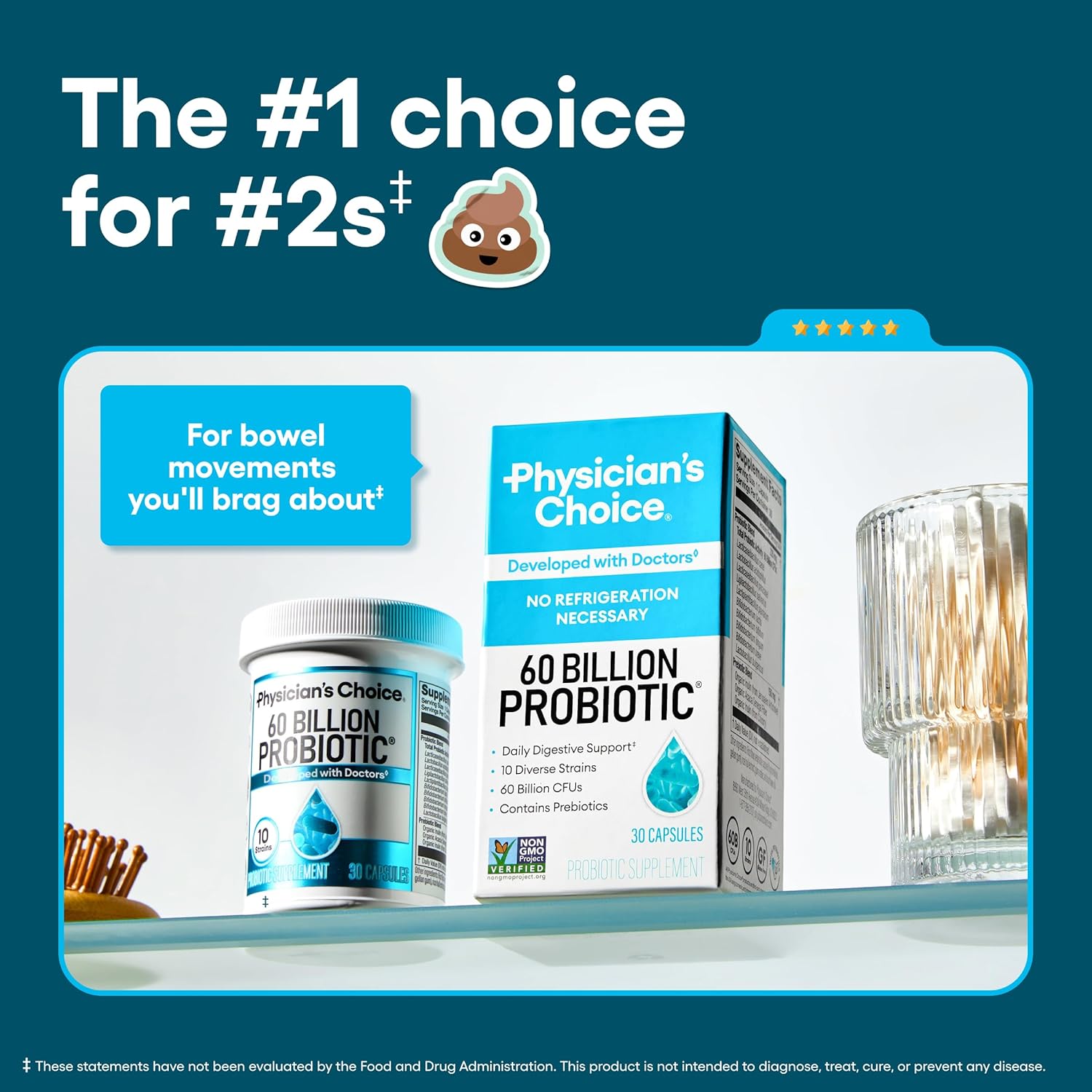 Physician's CHOICE Probiotics 60 Billion CFU - 10 Strains + Organic Prebiotics -...