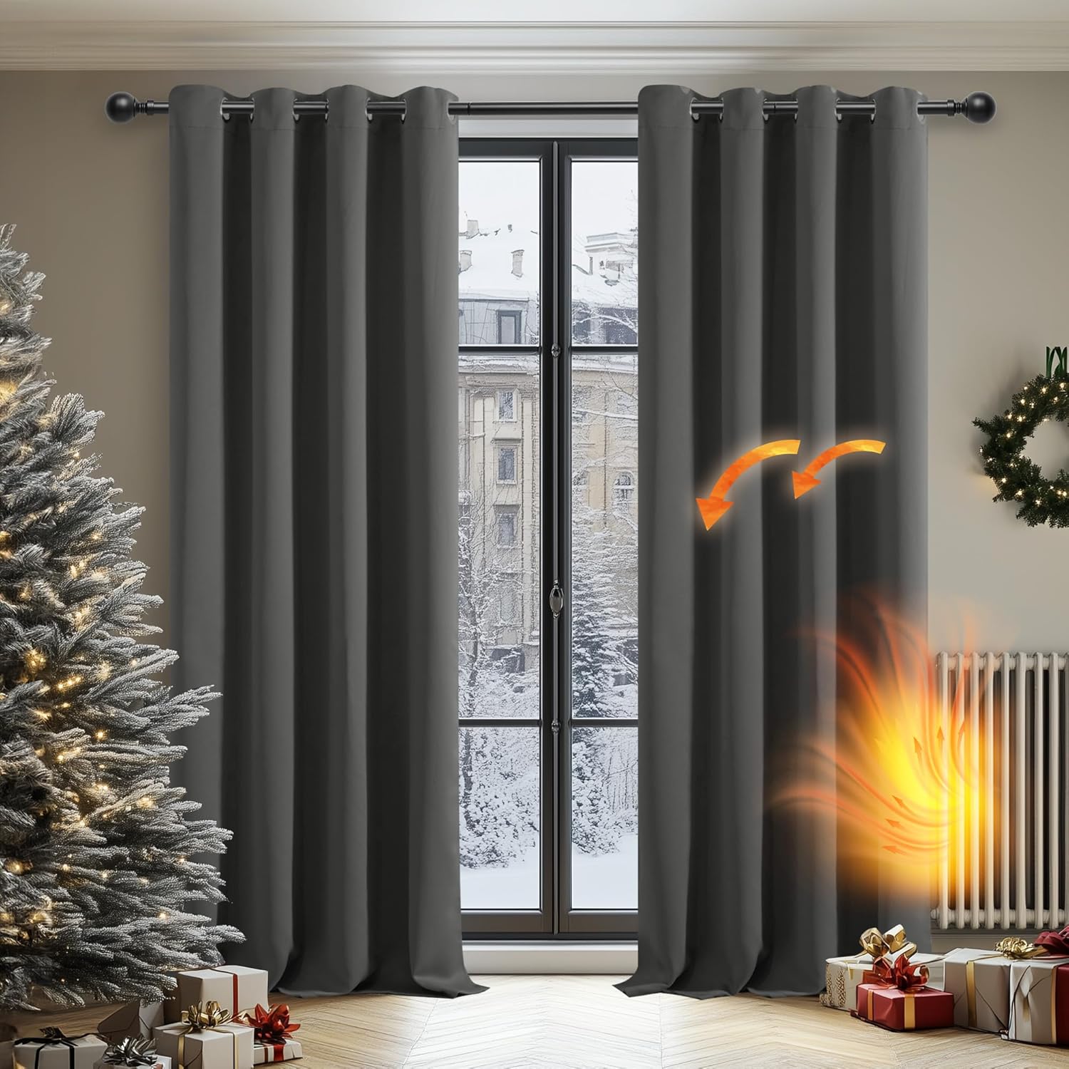 Deconovo Room Darkening Curtains Thermal Insulated Blackout Curtains Eyelet Curt...