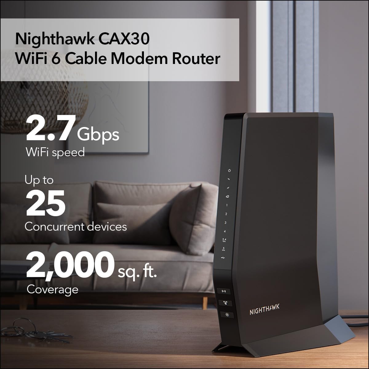 NETGEAR Nighthawk Modem Router Combo (CAX30) DOCSIS 3.1 Cable Modem and WiFi 6 R...
