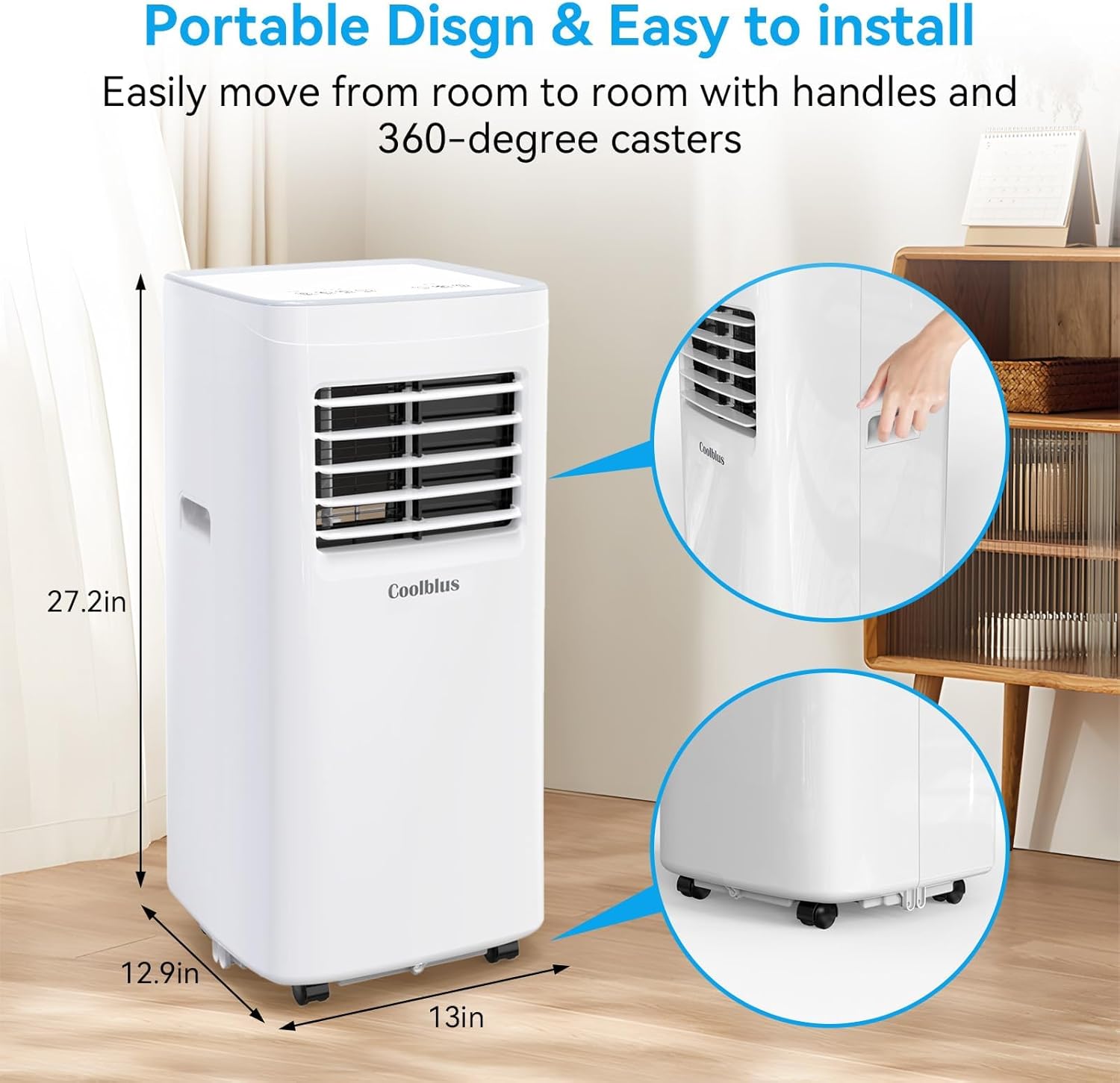 Portable Air Conditioners, 8500 BTU portable ac cool up to 360 Sq.Ft, 3 IN 1 wit...
