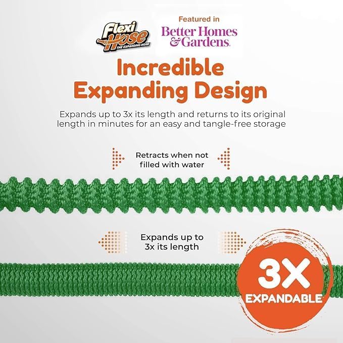 Flexi Hose with 8 Function Nozzle, 50FT - Lightweight Expandable Garden Hose, No...