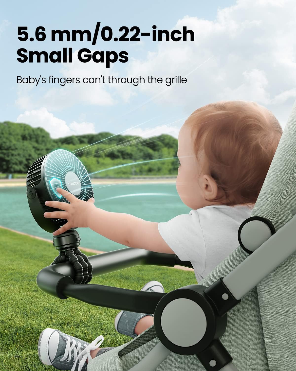 Gaiatop Mini Portable Stroller Fan, Battery Operated Small Clip on, Detachable 3...