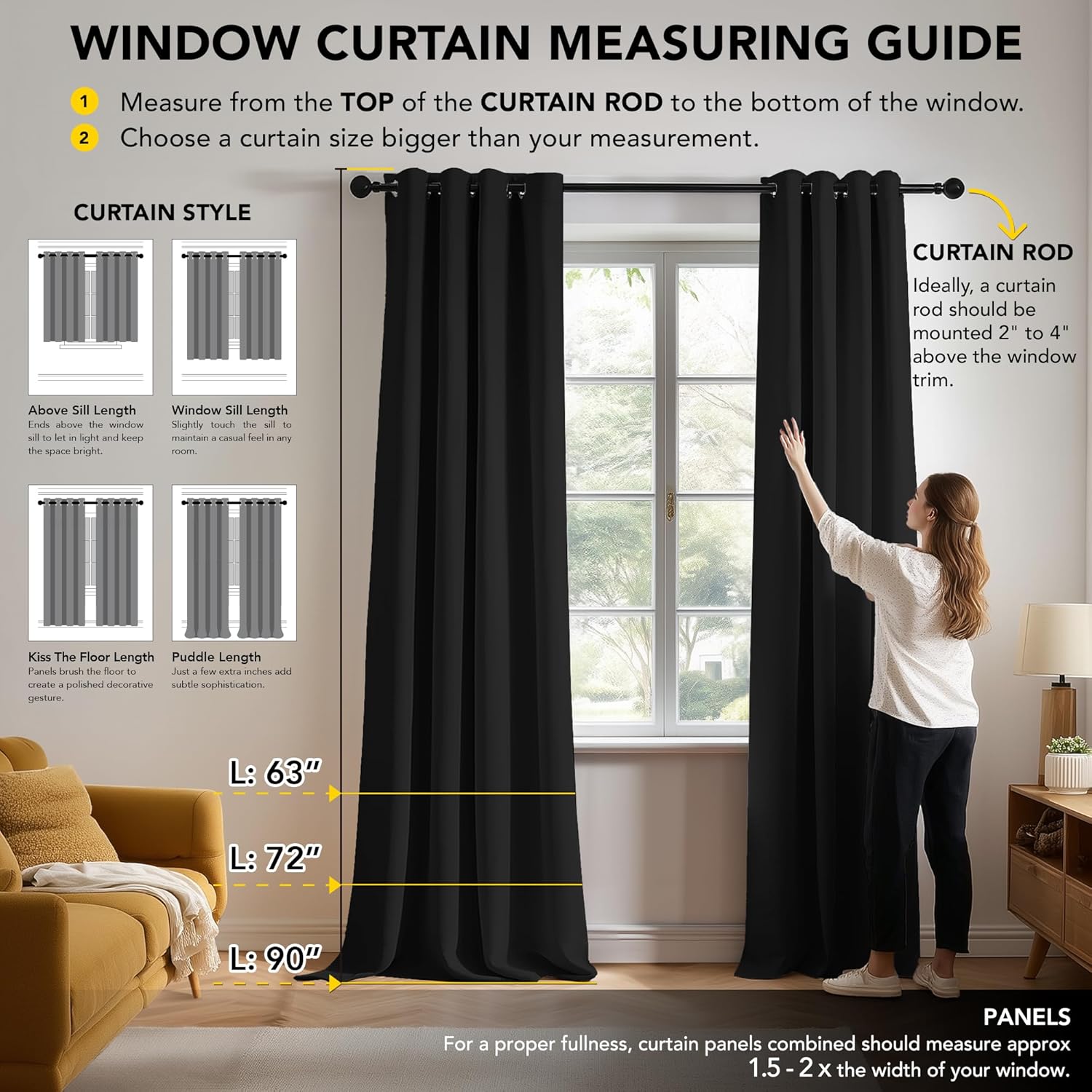 Deconovo Curtains 72 drop Eyelet Thermal Insulated Bedroom Black out Panels Ring...