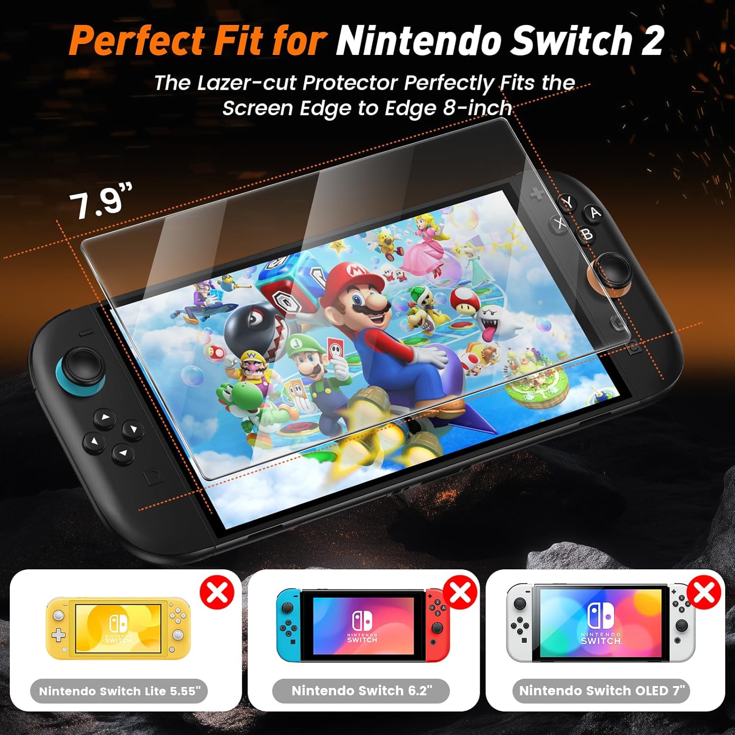 daydayup 4 Pack Switch 2 Screen Protector Tempered Glass with Guiding Frame Tool...